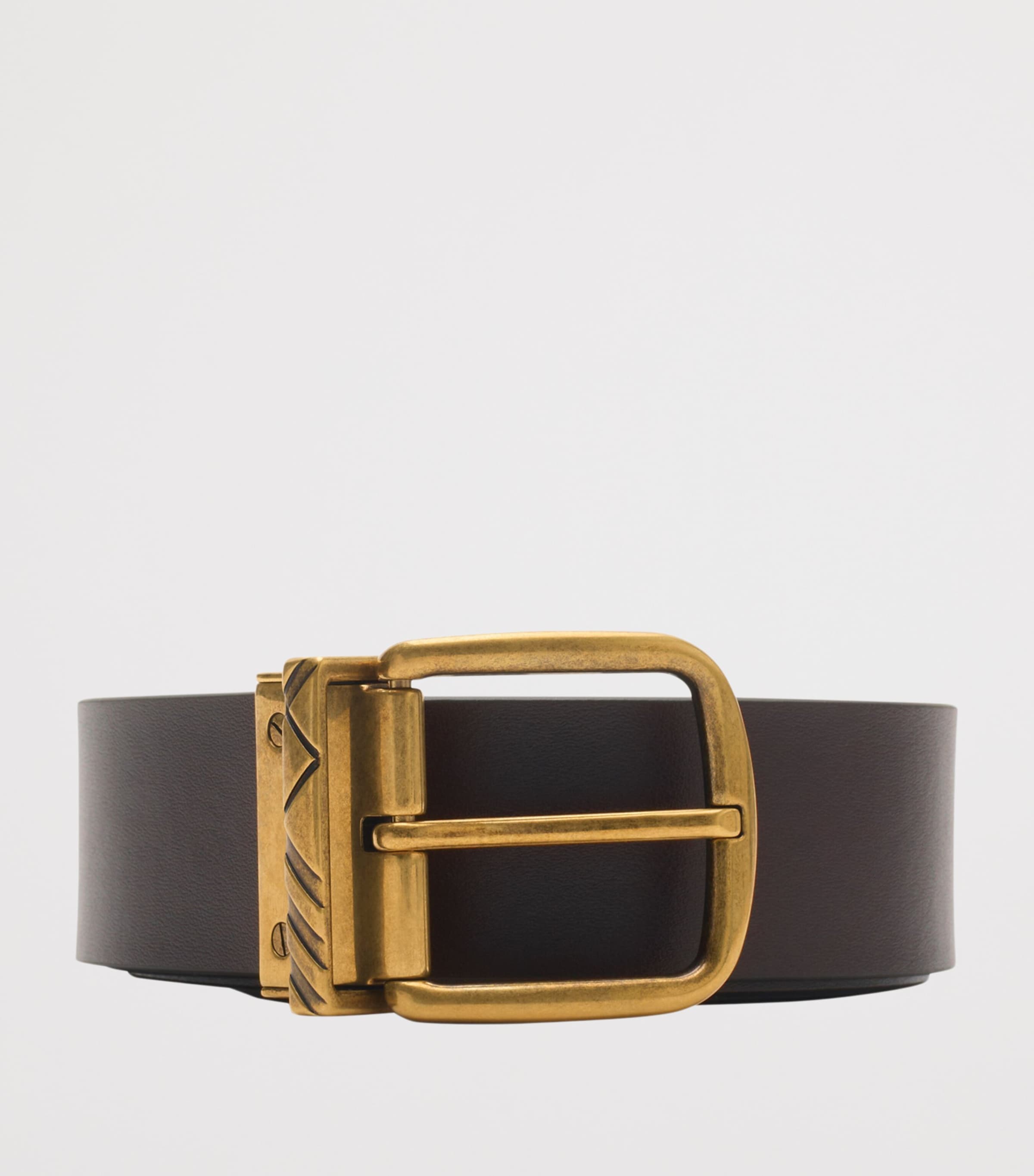 Leather Check Reversible Belt BLACKSANDSILVER Image 3