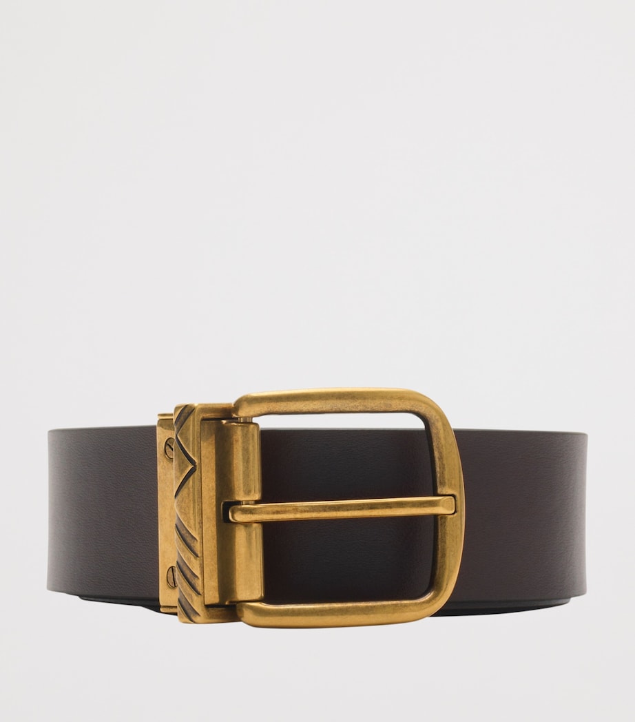 Leather Check Reversible Belt BLACKSANDSILVER Image 3