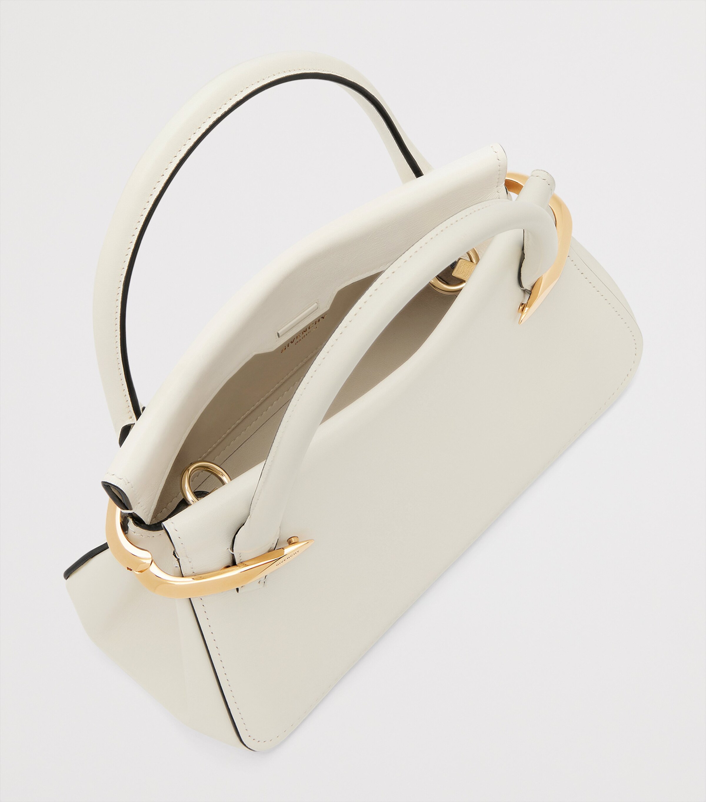 Mini Leather Pinch Top-Handle Bag IVORY Image 5