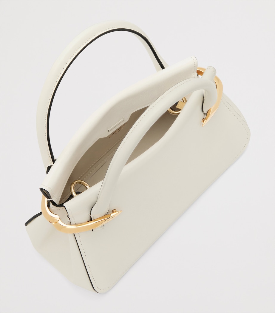 Mini Leather Pinch Top-Handle Bag IVORY Image 5