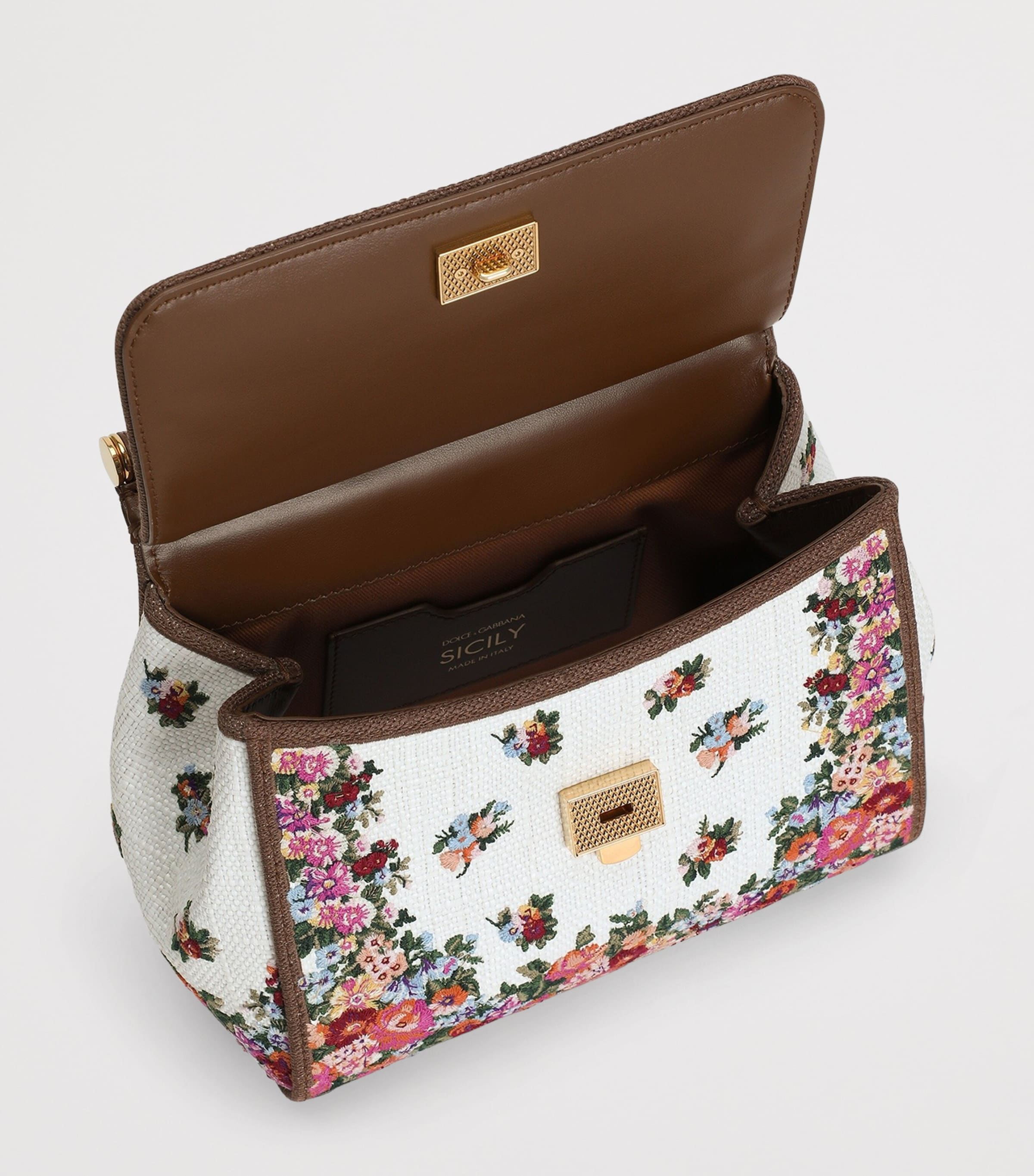 Dolce&Gabbana Embroidered Floral Sicily Top-Handle Bag Multicolo Image 5