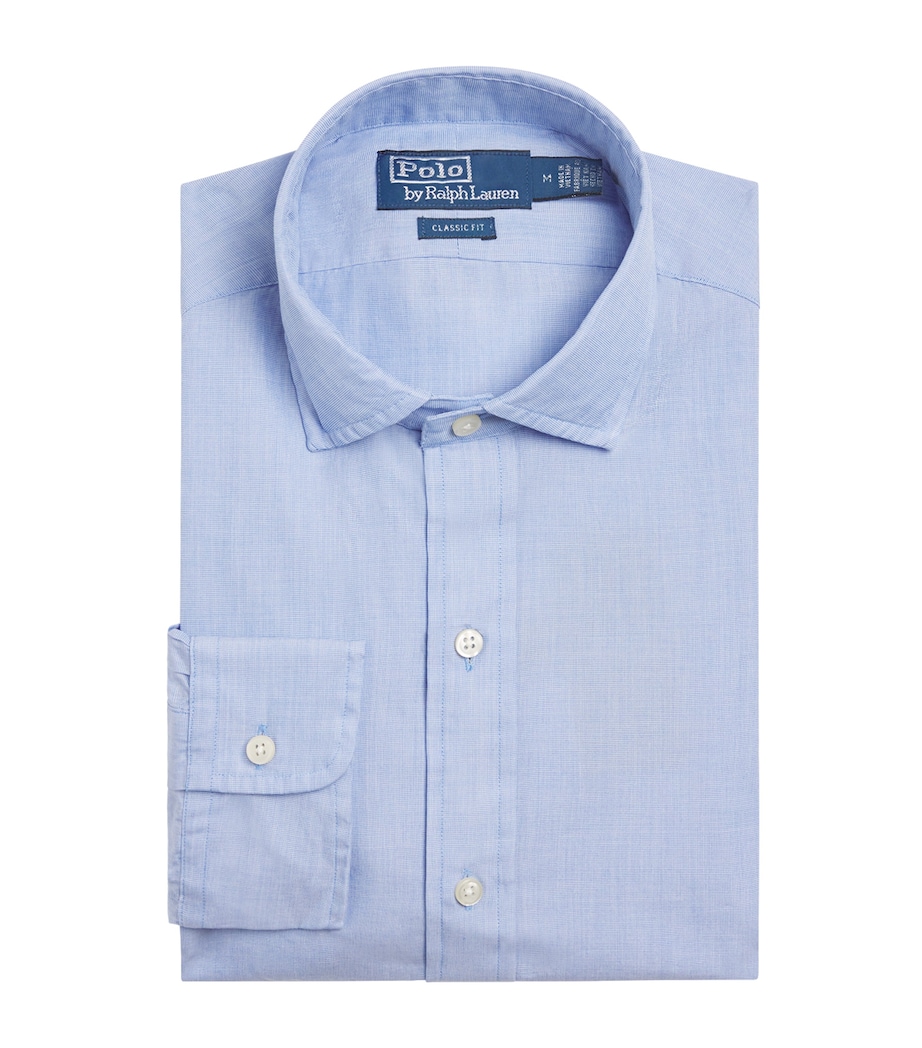 Cotton End-on-End Shirt BLUE WHITE Image 1