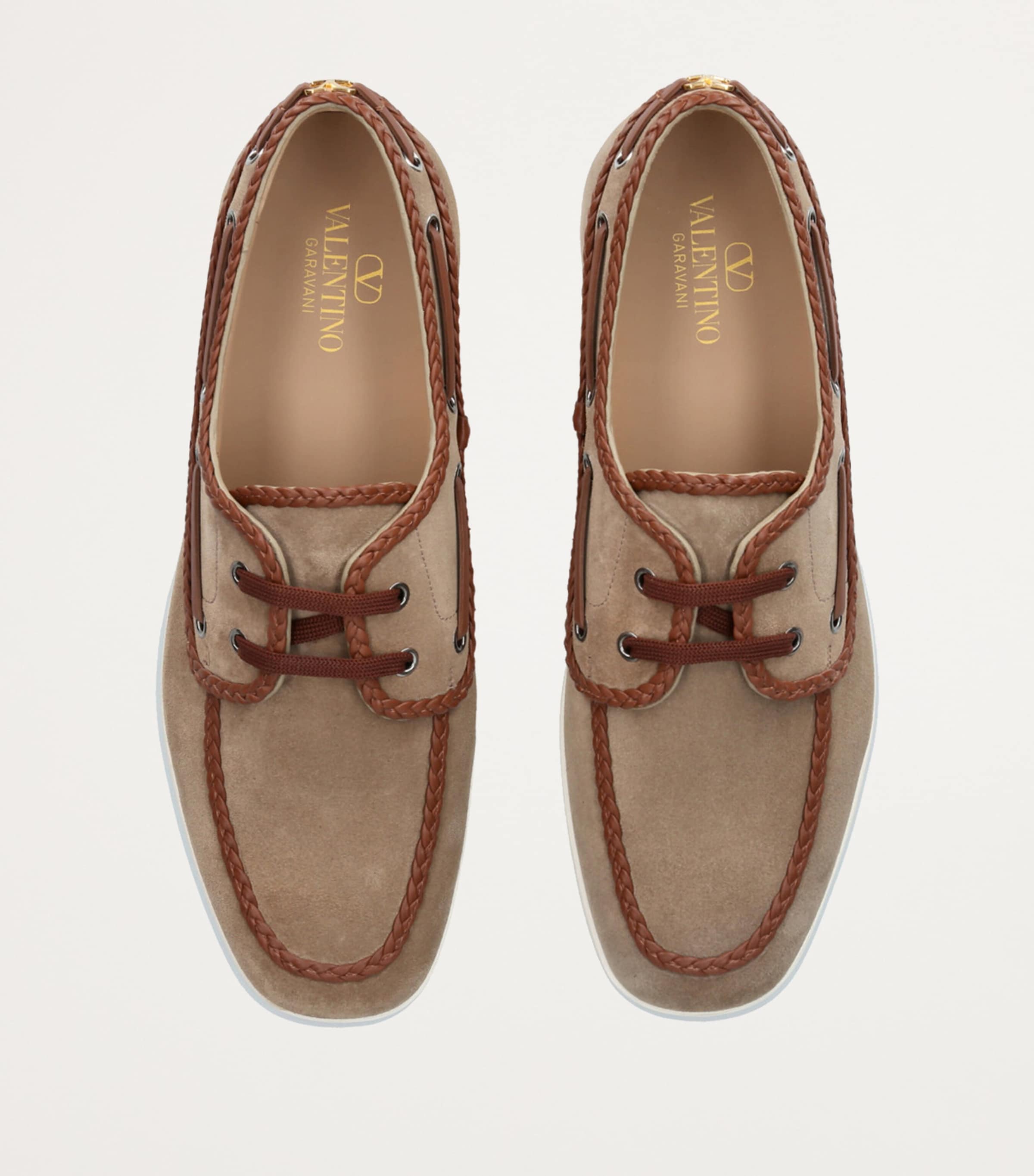 Valentino Garavani Suede Palm Avenue Boat Shoes Brown Image 4