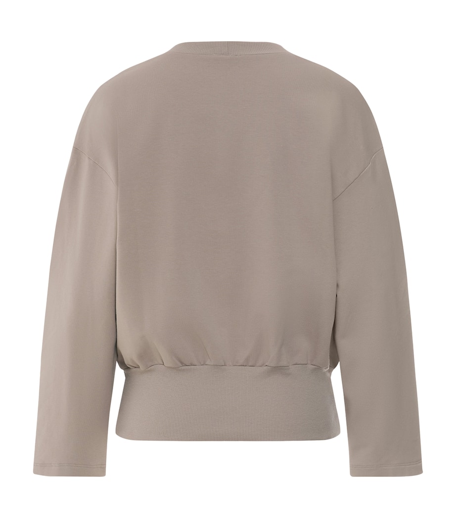 Hanro Womens Stretch-Cotton Natural Living Sweater Rose Grey Image 3