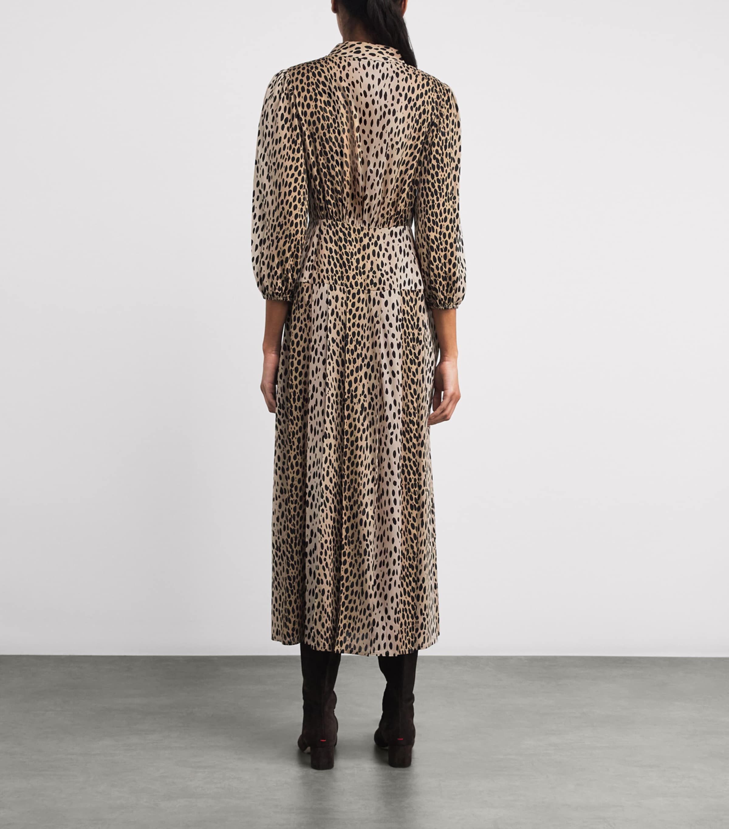 Leopard Izzy Midi Dress ANTELOPE SPOT BLACK Image 4