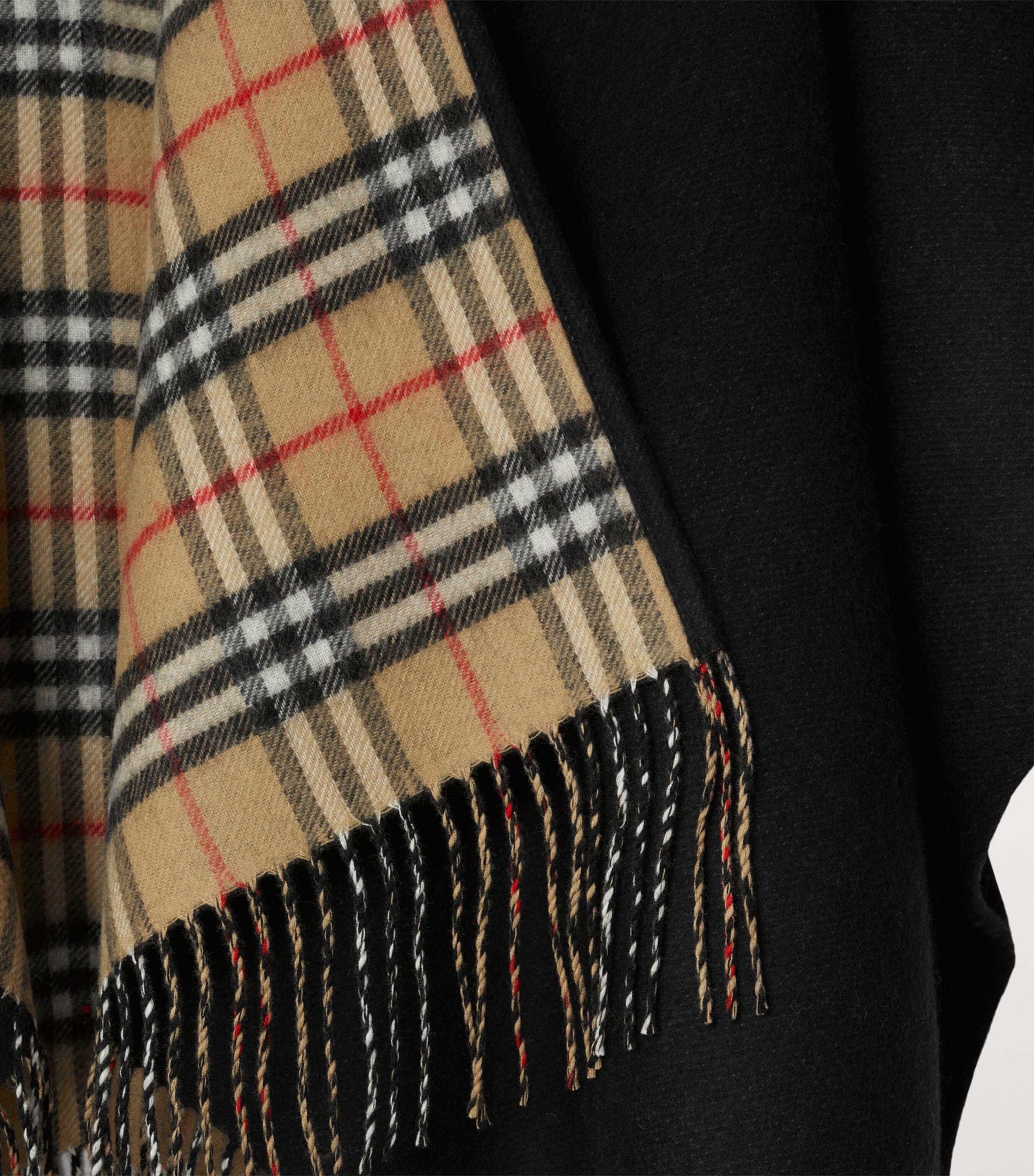 Wool Reversible Check Cape BLACK Image 5