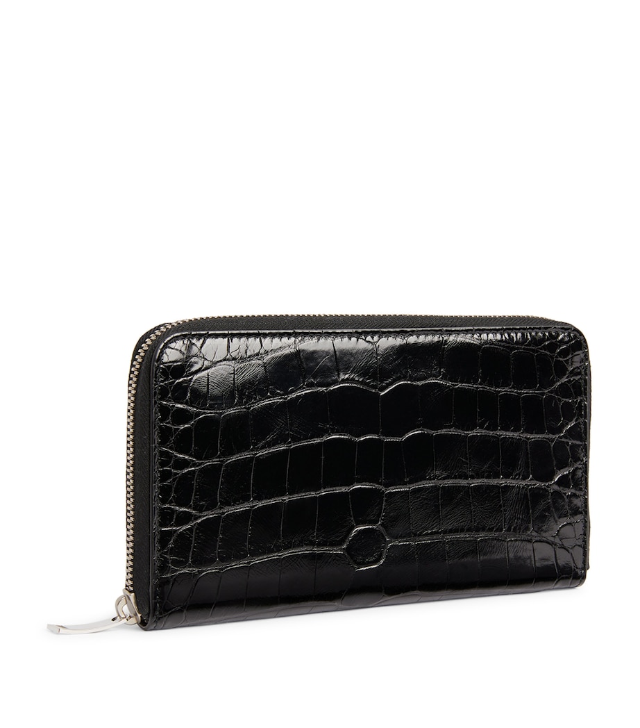 Crocodile Leather Wallet BLACK-SILVER Image 3