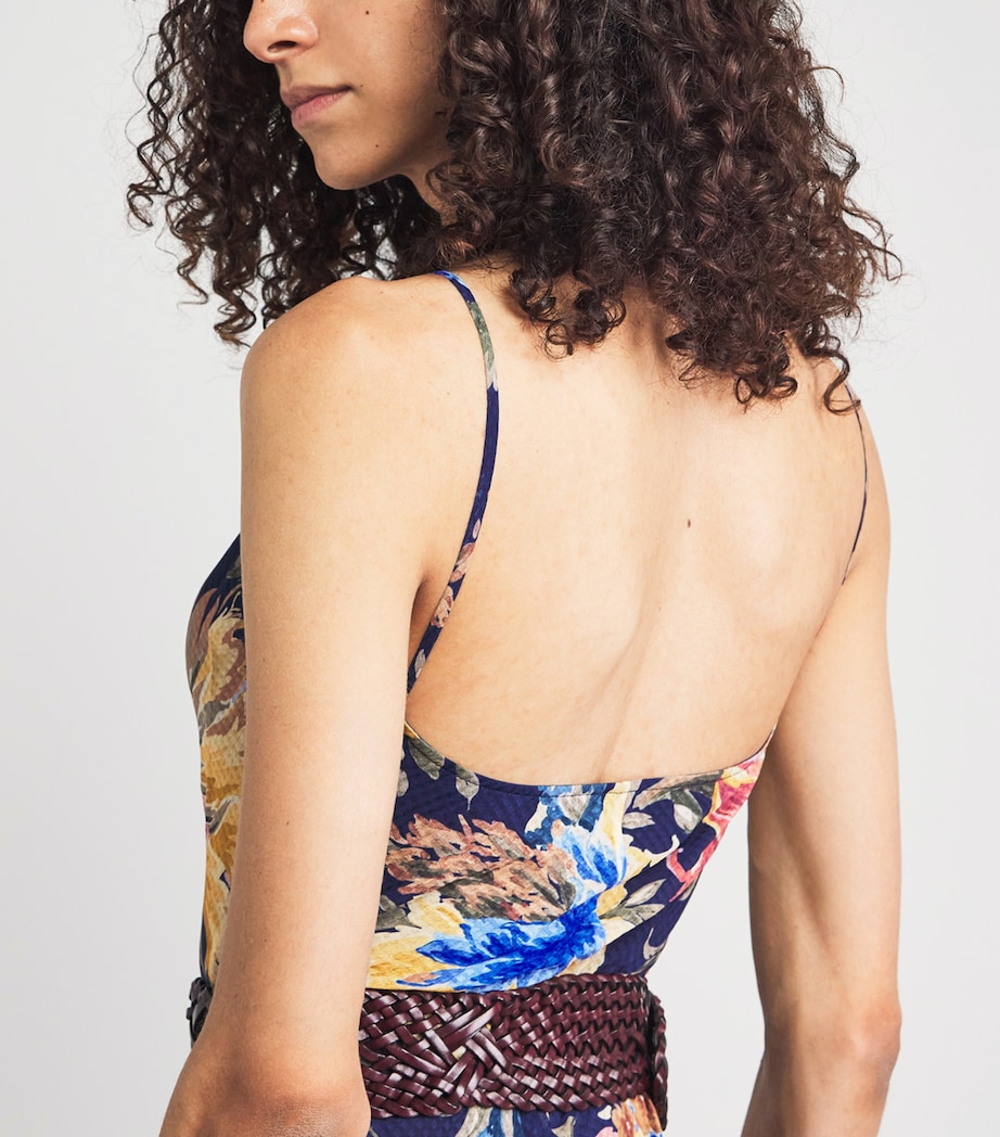 Etro Womens Seersucker Floral Maxi Dress Print/blue Bs Image 3