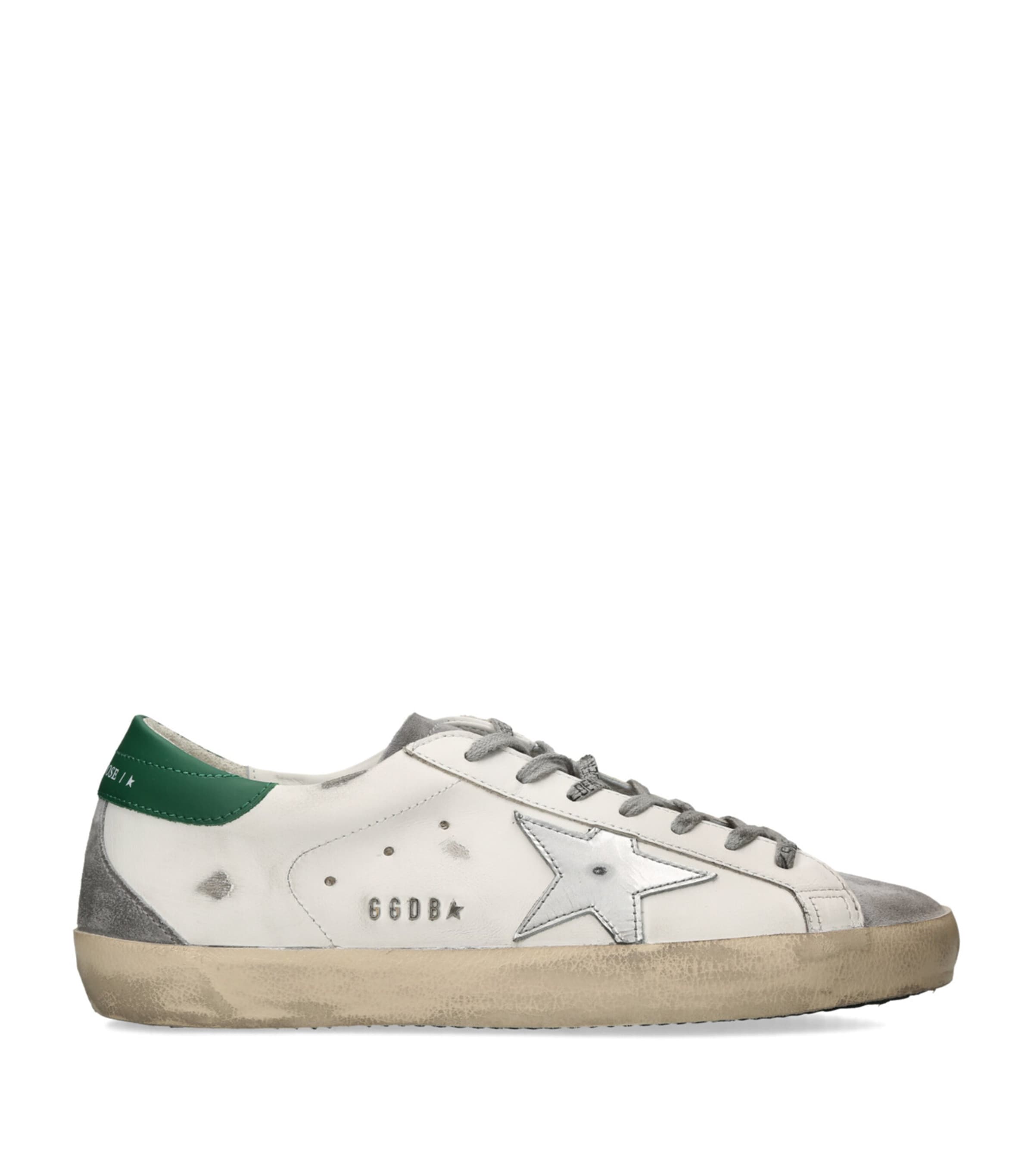 Golden Goose Super-star Leather Upper Tejus Printed Leather Star Suede Heel And Spur In White