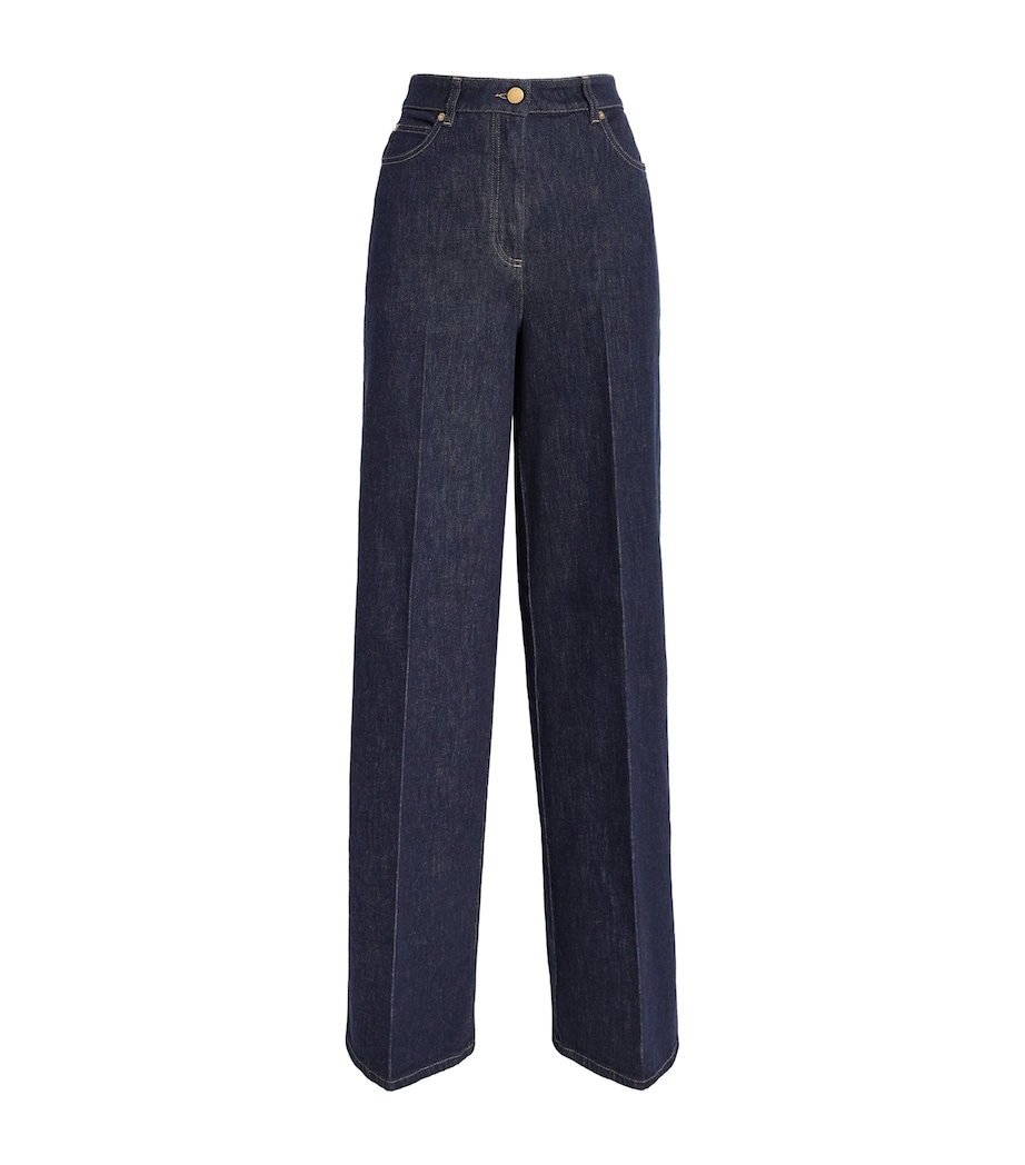Agnona Womens Cotton-Cashmere Straight Jeans Blue Night Image 1