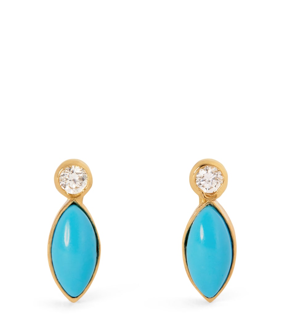 Yellow Gold, Diamond and Turquoise Marquise Earrings YELLOW GOLD Image 1