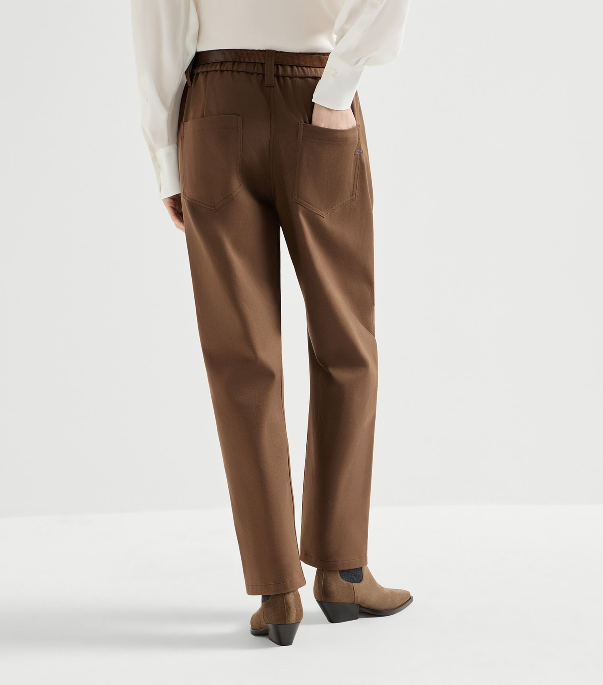 Brunello Cucinelli Womens Stretch-Cotton Pleated Trousers Image 5