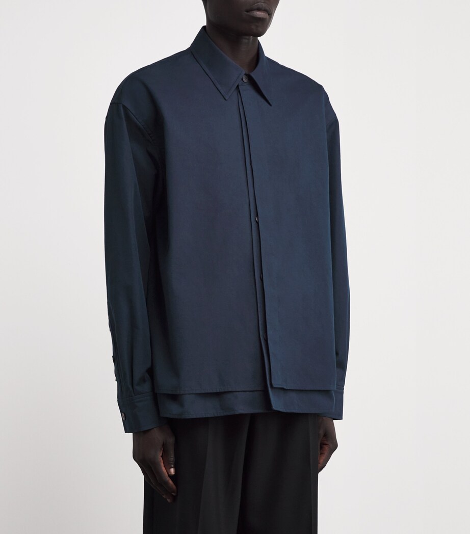 Le 17 Septembre Mens Cotton-Blend Double-Layered Shirt Navy Image 3