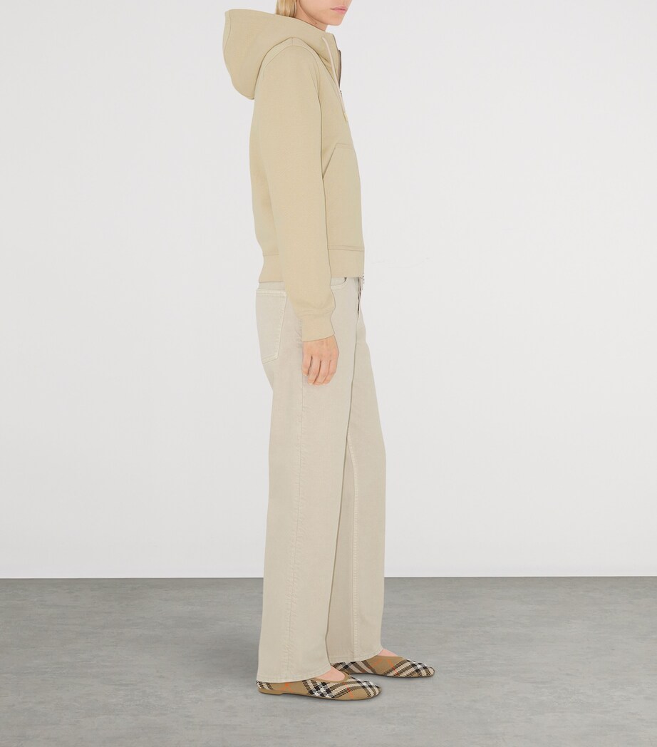 Cotton Check-Patch Hoodie NUTMEG Image 5