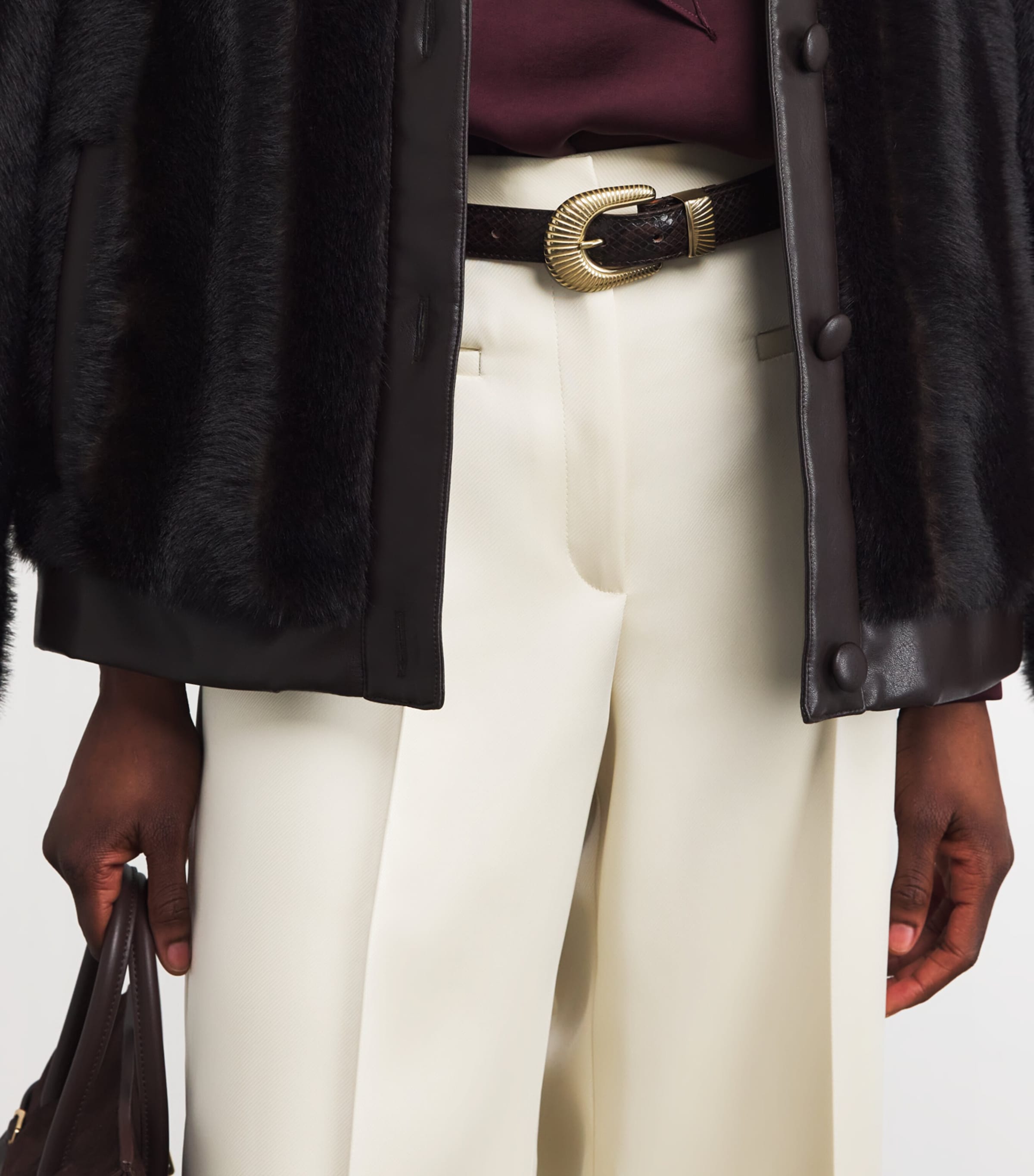 Satin Wide-Leg Tailored Trousers IVORY Image 6