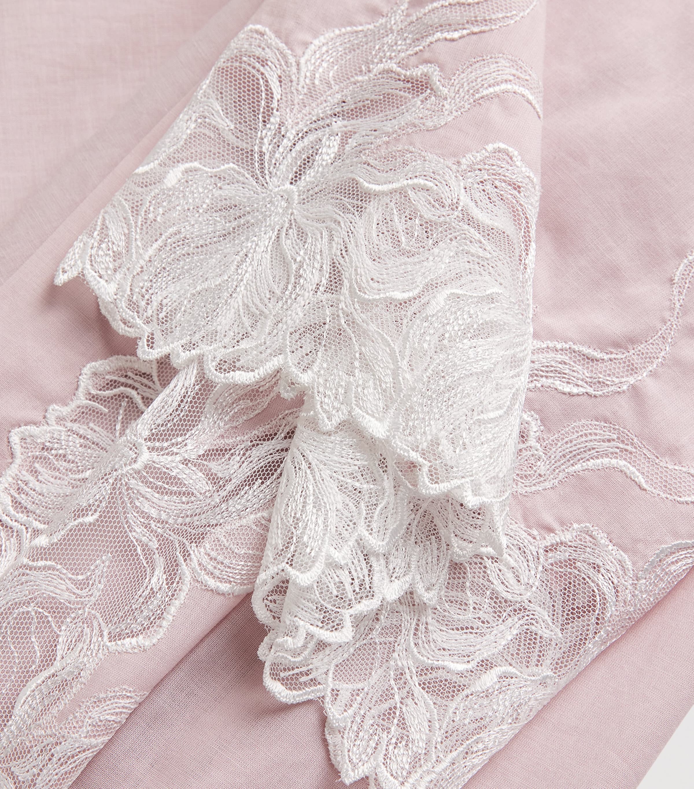 Cotton Lace-Trim Lilane Robe (XS/S) POWDER Image 5