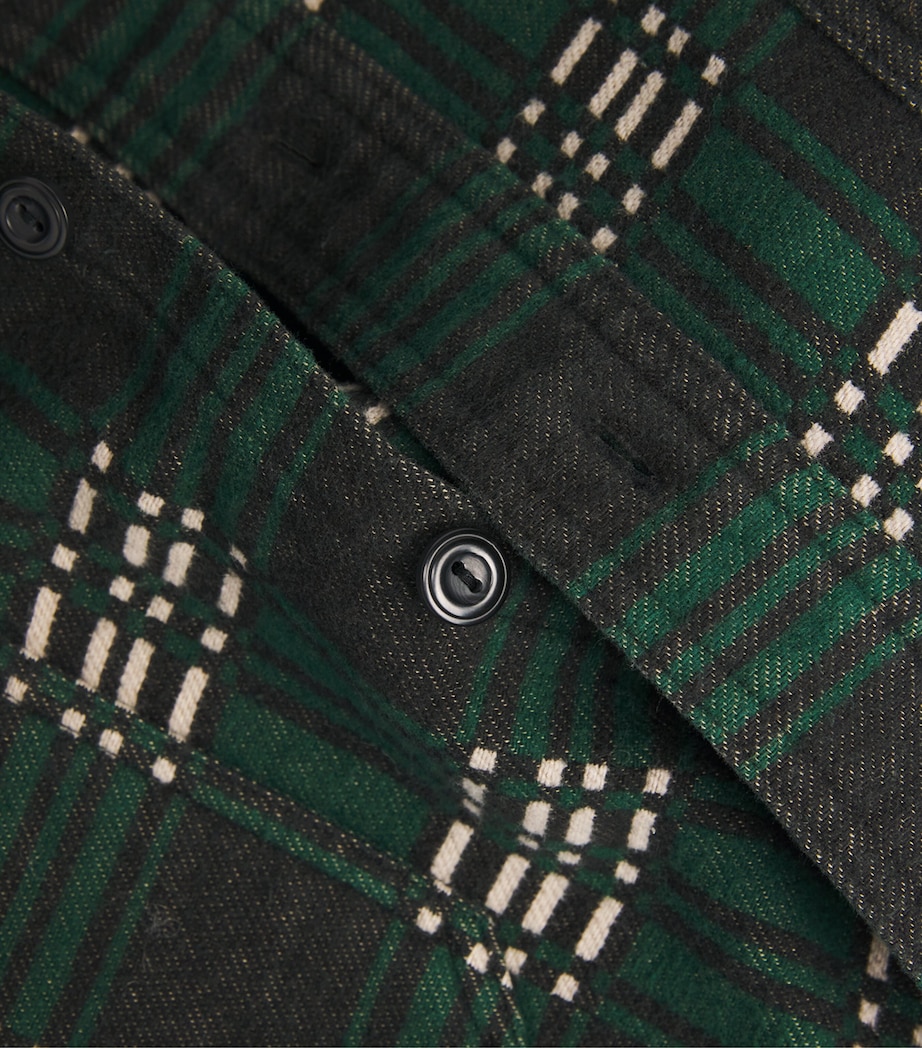 Cotton Check Flannel Overshirt GREEN Image 5