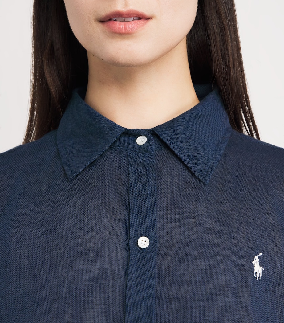 Organic Cotton-Linen Boyfriend Shirt NAVY Image 6