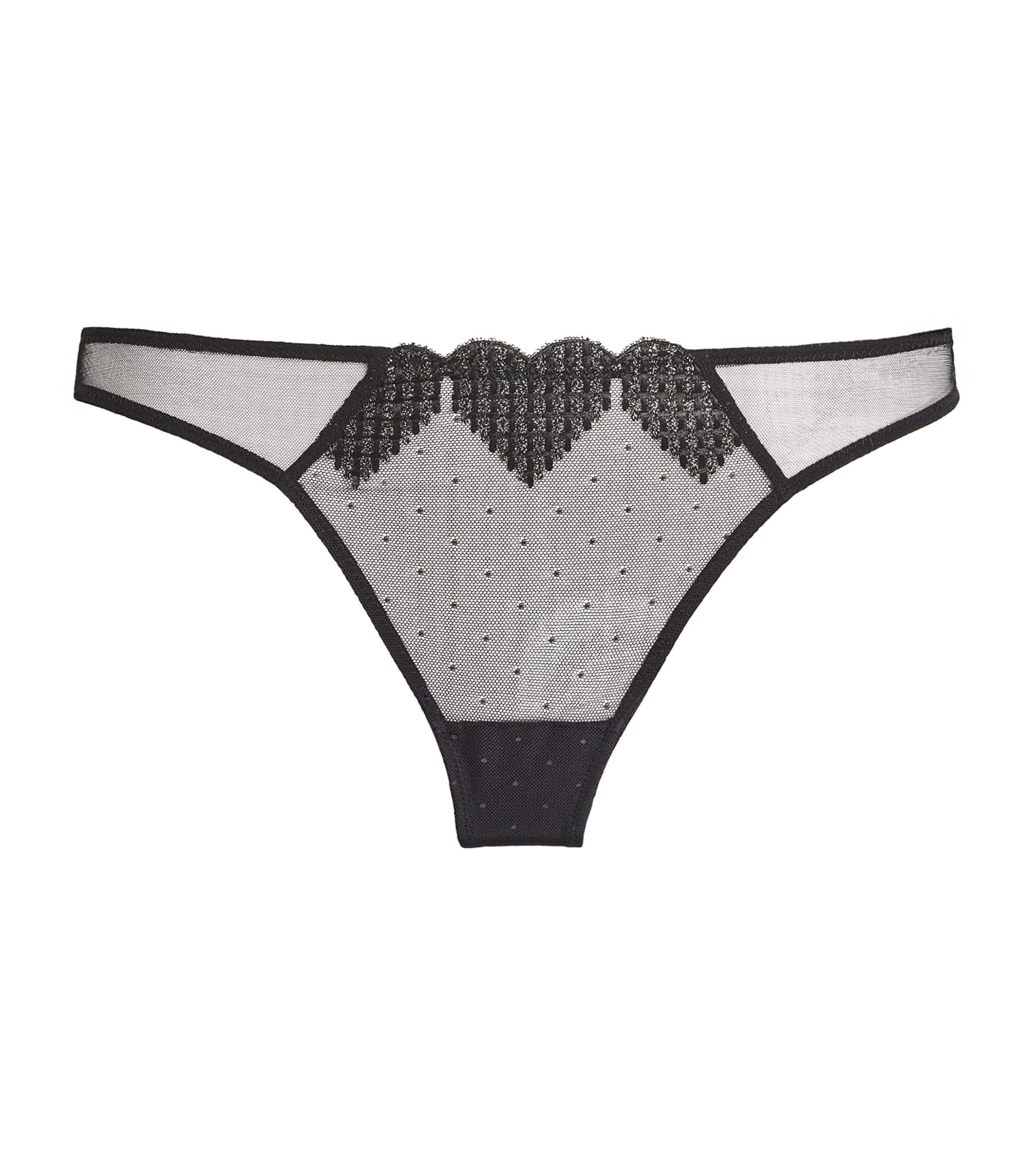 Shop Fleur Du Mal Sheer Heart Briefs In Black