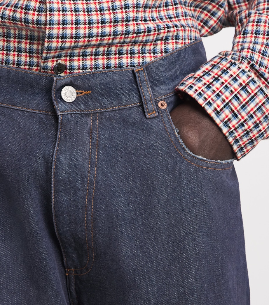 MM6 Maison Margiela Mens Ripped Wide-Leg Jeans Blue Image 3