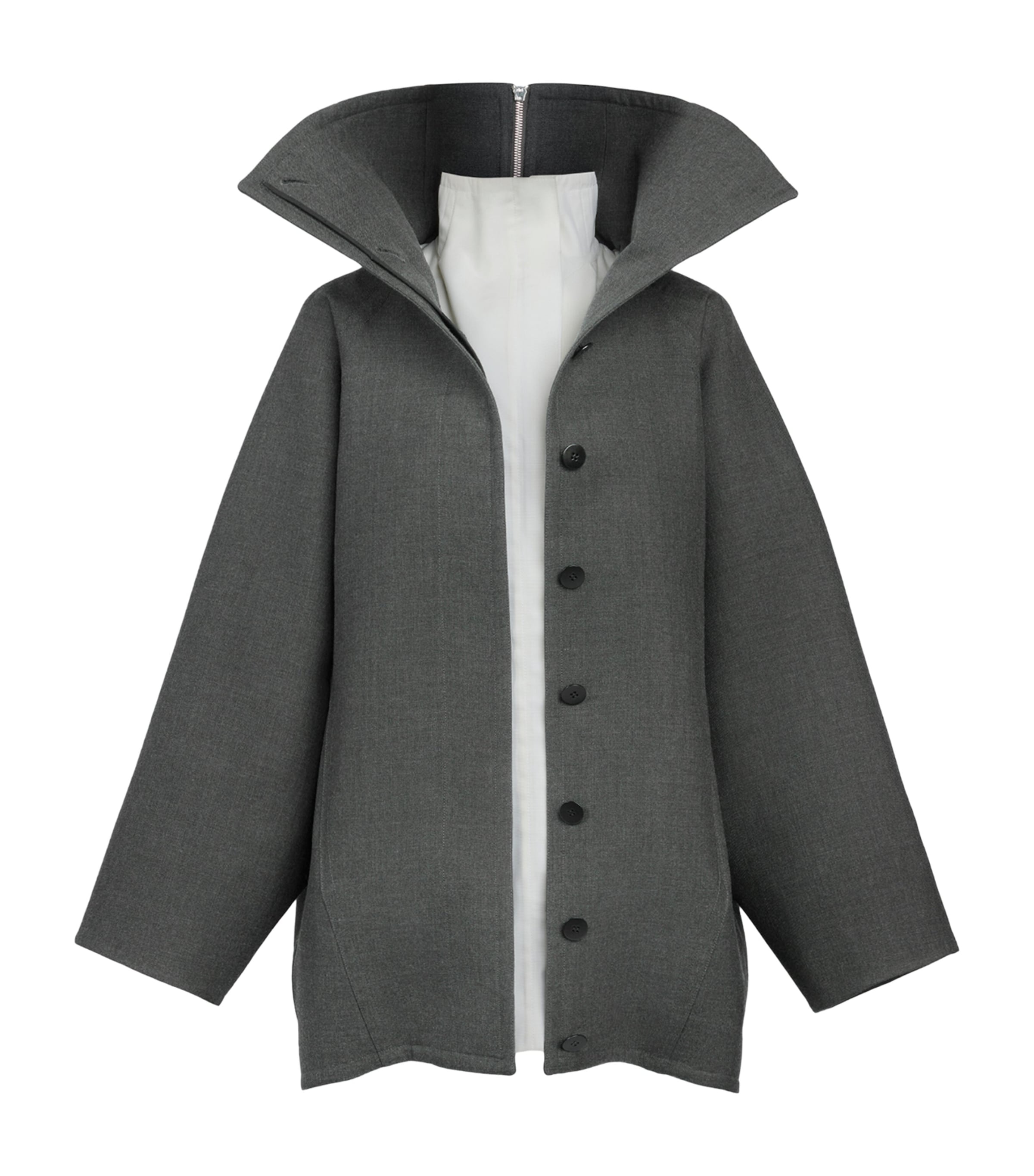 Alaïa Womens Wool Double-Layered Coat Anthracite Image 5