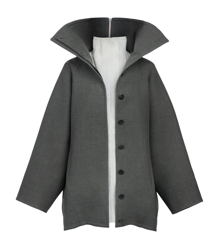 Alaïa Womens Wool Double-Layered Coat Anthracite Image 5