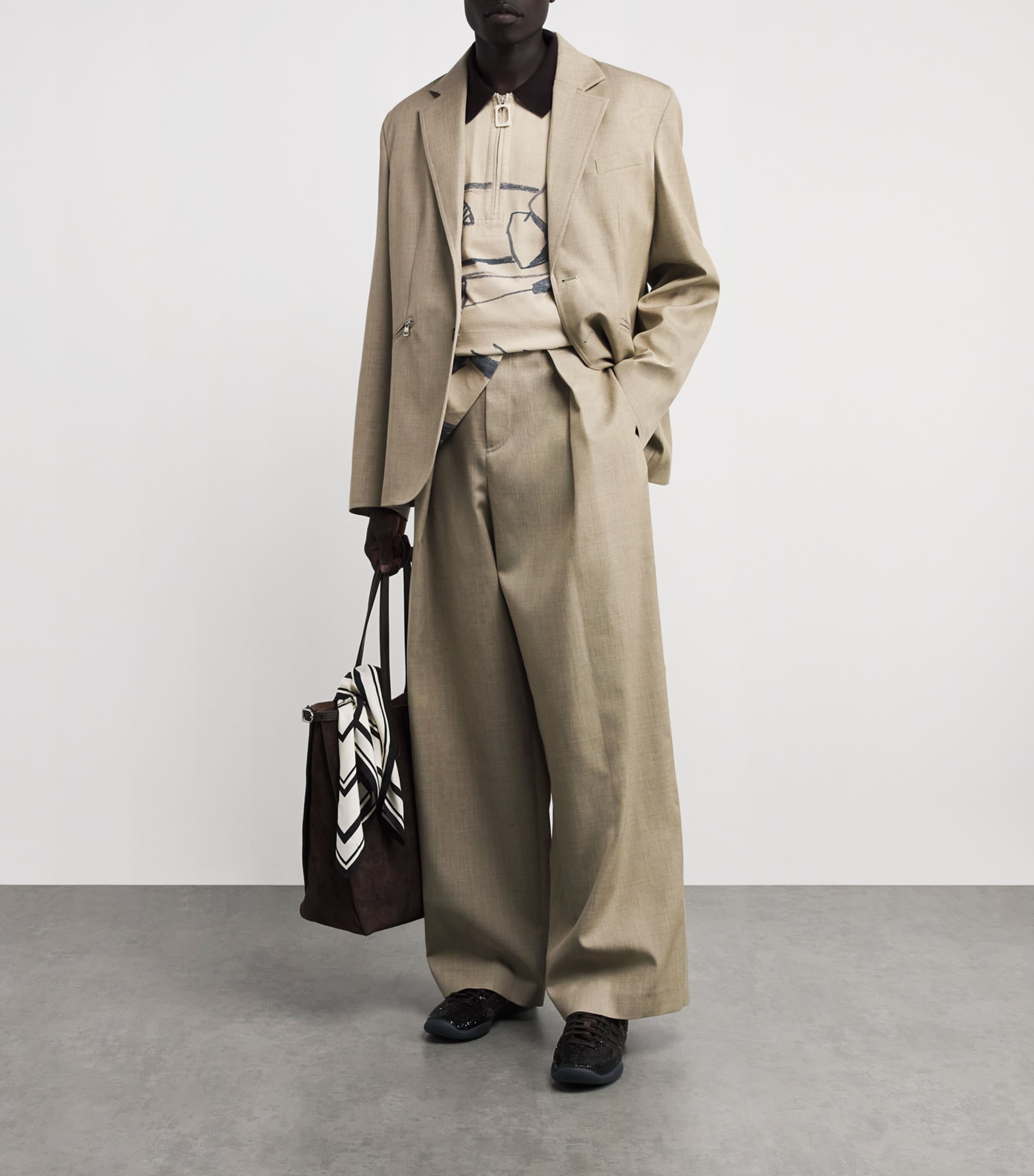 JW Anderson Mens Wool Tailored Blazer Clay Melange Image 2
