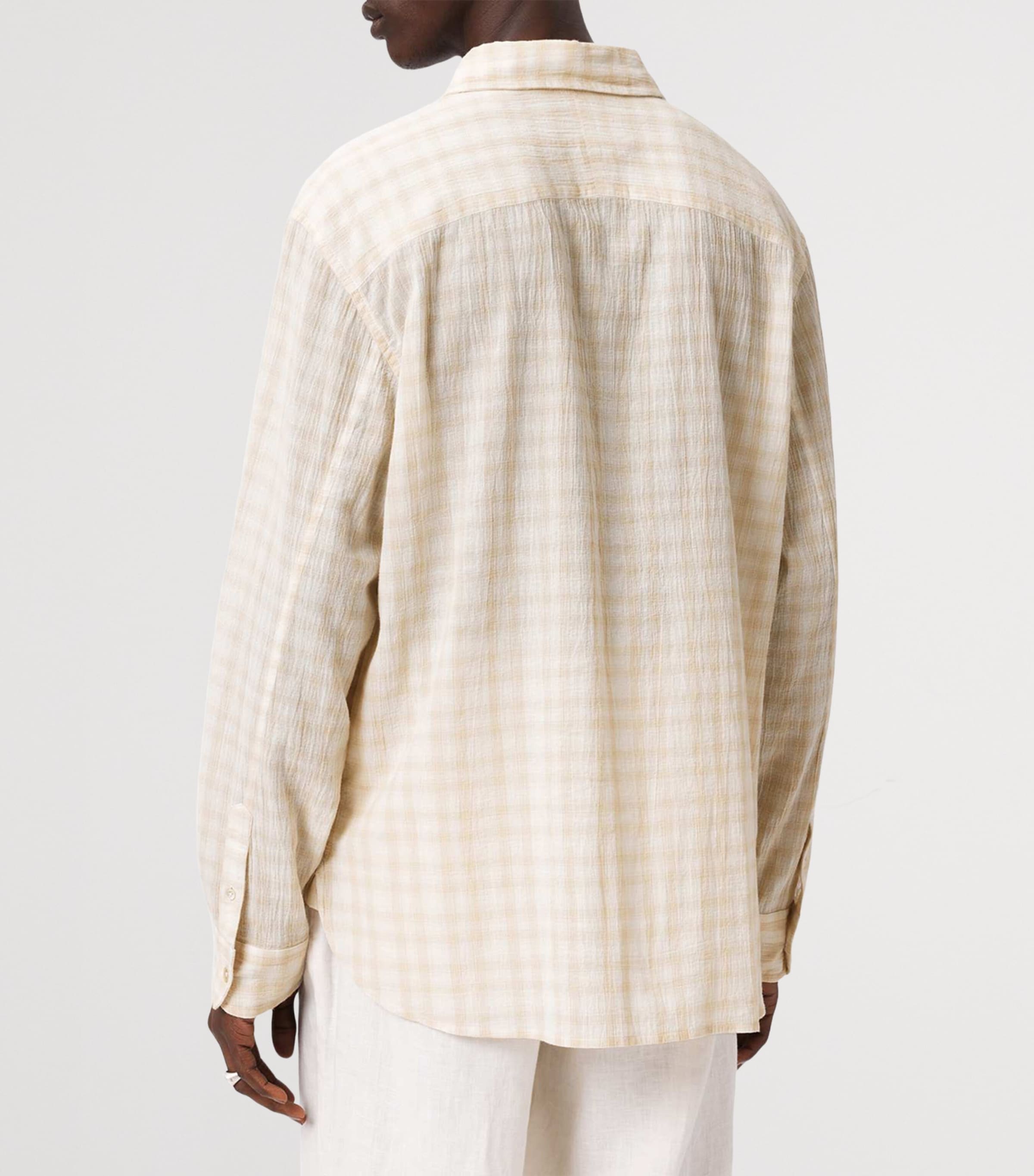 AllSaints Mens Organic Cotton Check Toya Shirt Sandstone Brown Image 4