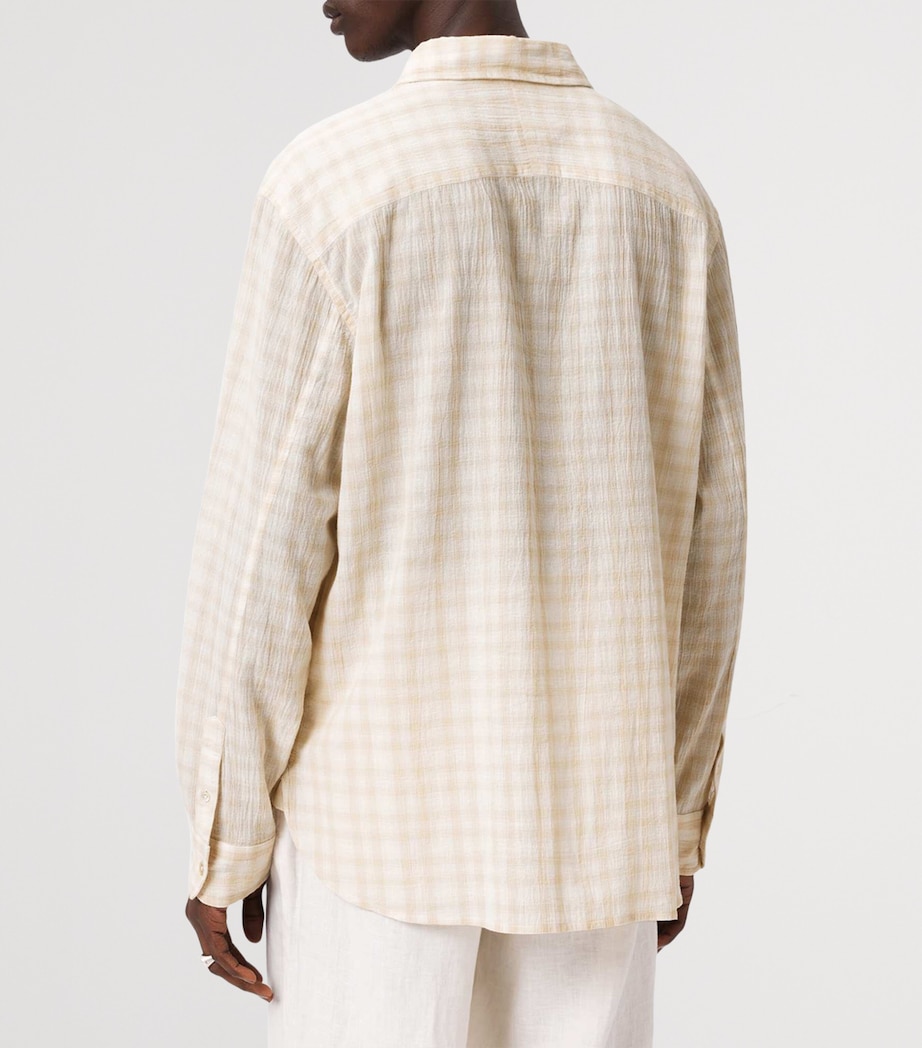AllSaints Mens Organic Cotton Check Toya Shirt Sandstone Brown Image 4