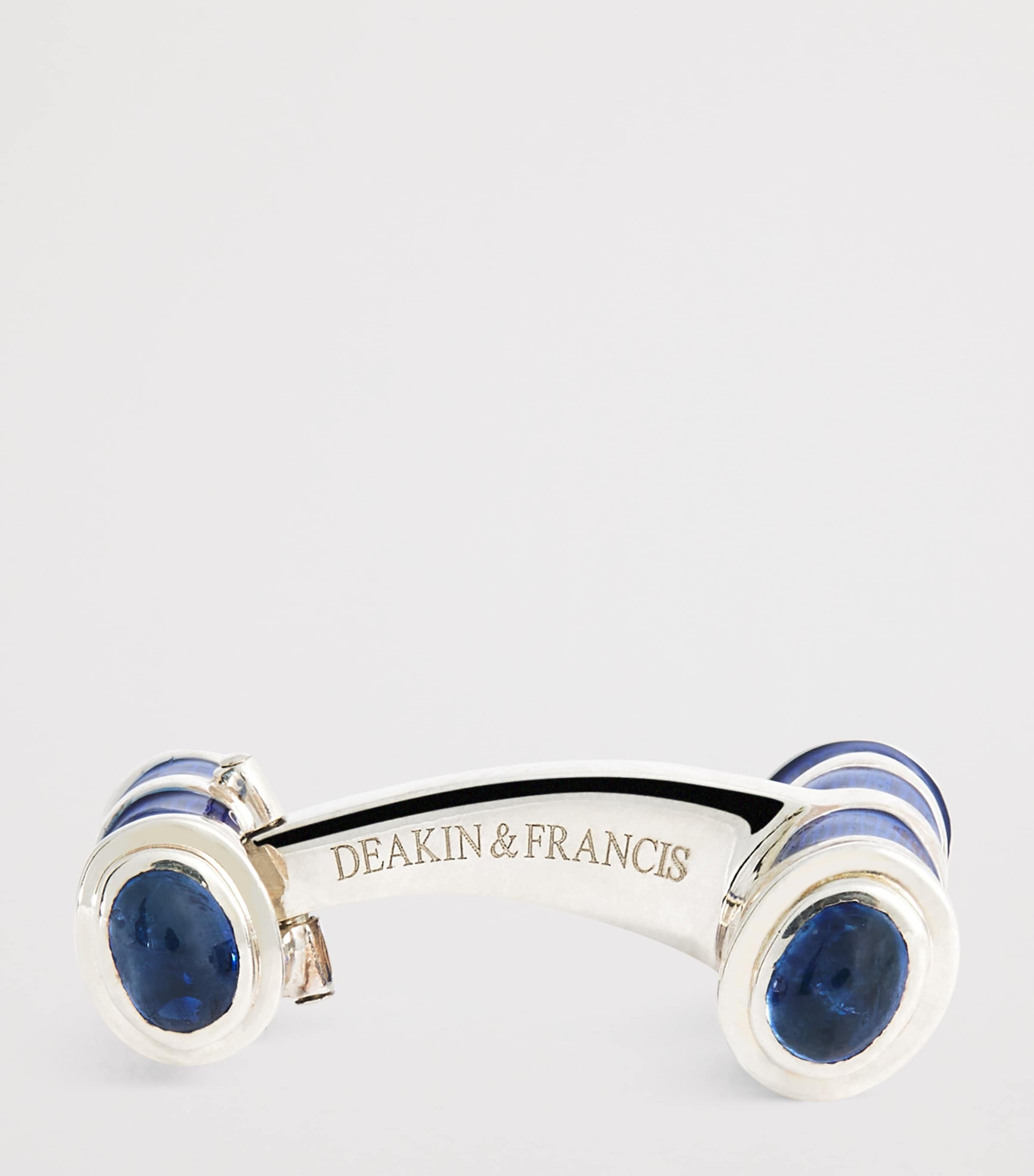 Deakin & Francis Sterling Silver and Sapphire Cufflinks Blue Image 4