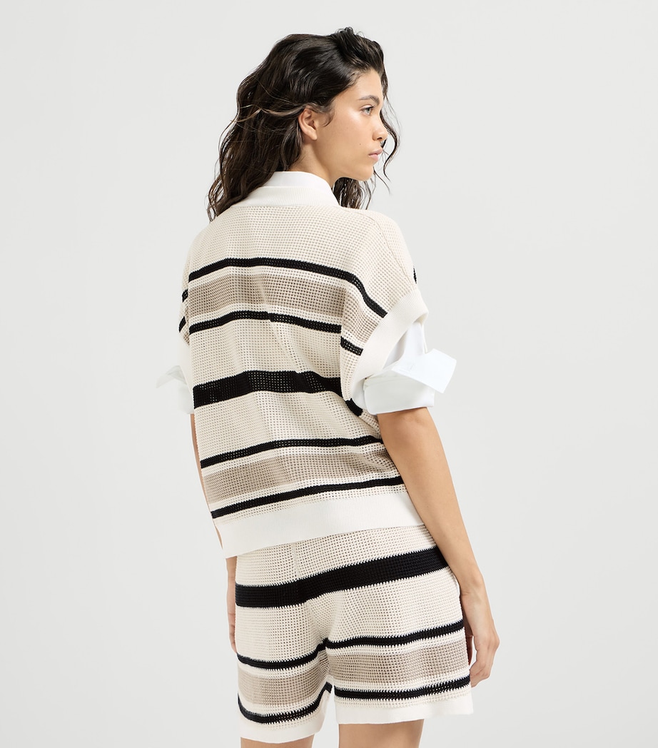 Brunello Cucinelli Womens Cotton Stripe Sweater Vest Image 5