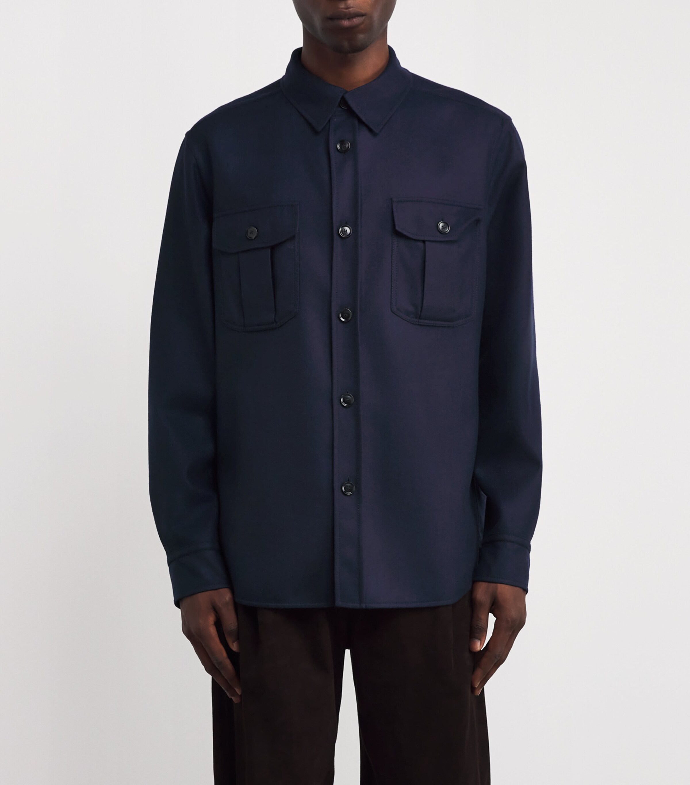 Brioni Mens Wool Twin-Pocket Overshirt Image 3