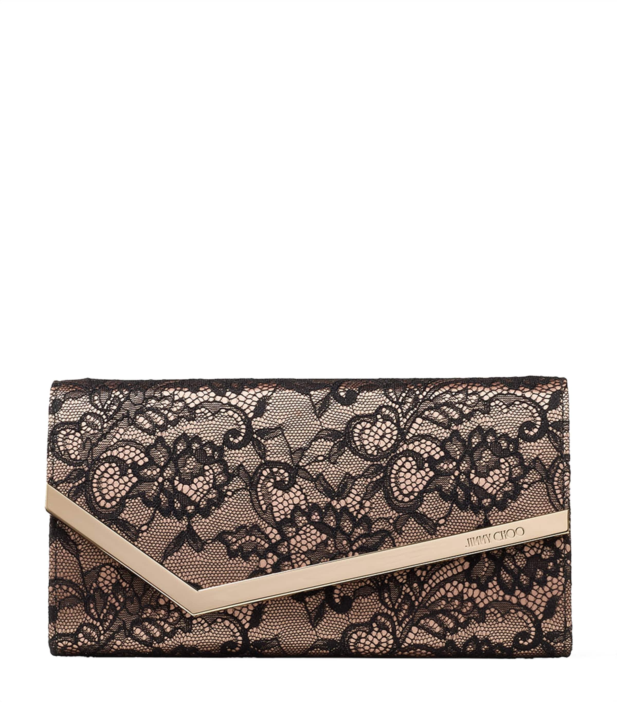 Jimmy Choo Lace Emmie Clutch Bag In Black