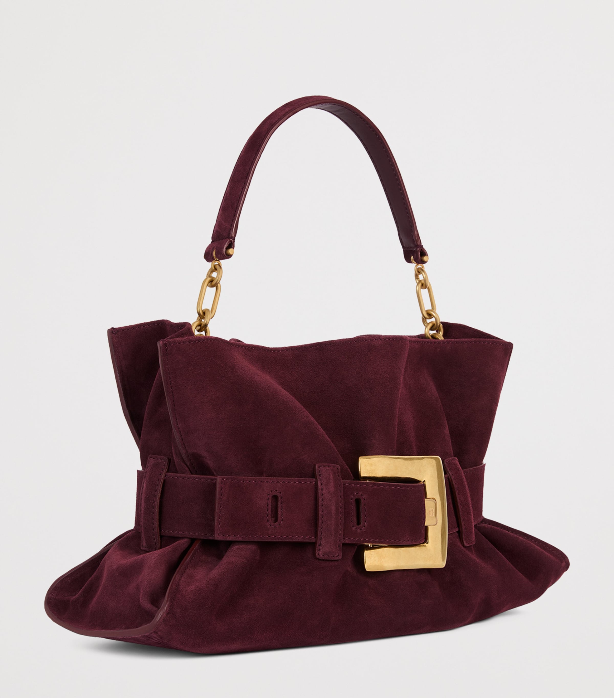 Balmain Medium Suede Anthem Shoulder Bag Lie De Vin Image 3