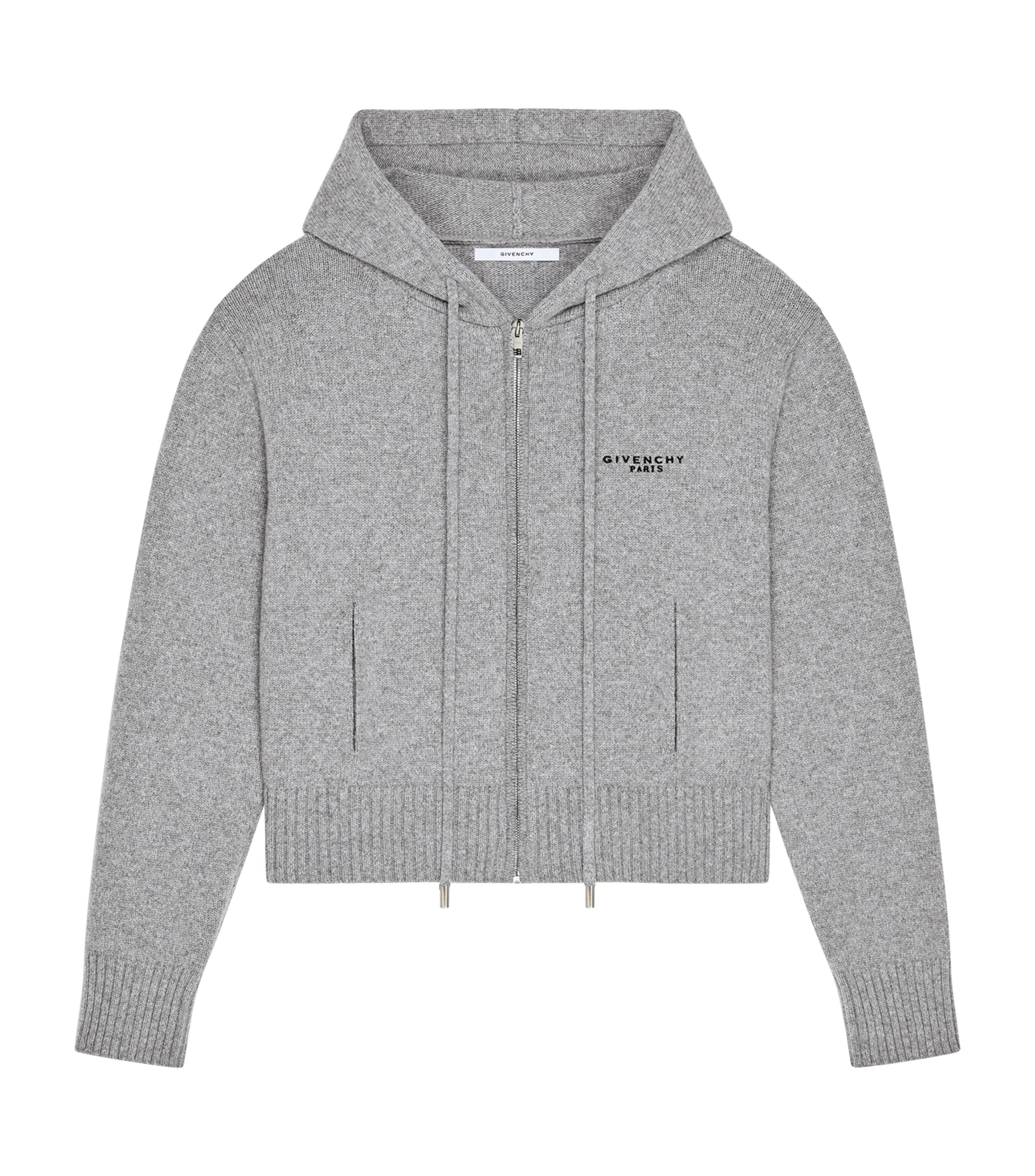 Givenchy Womens Wool-Cashmere Zip-Up Hoodie Light Grey Image 1