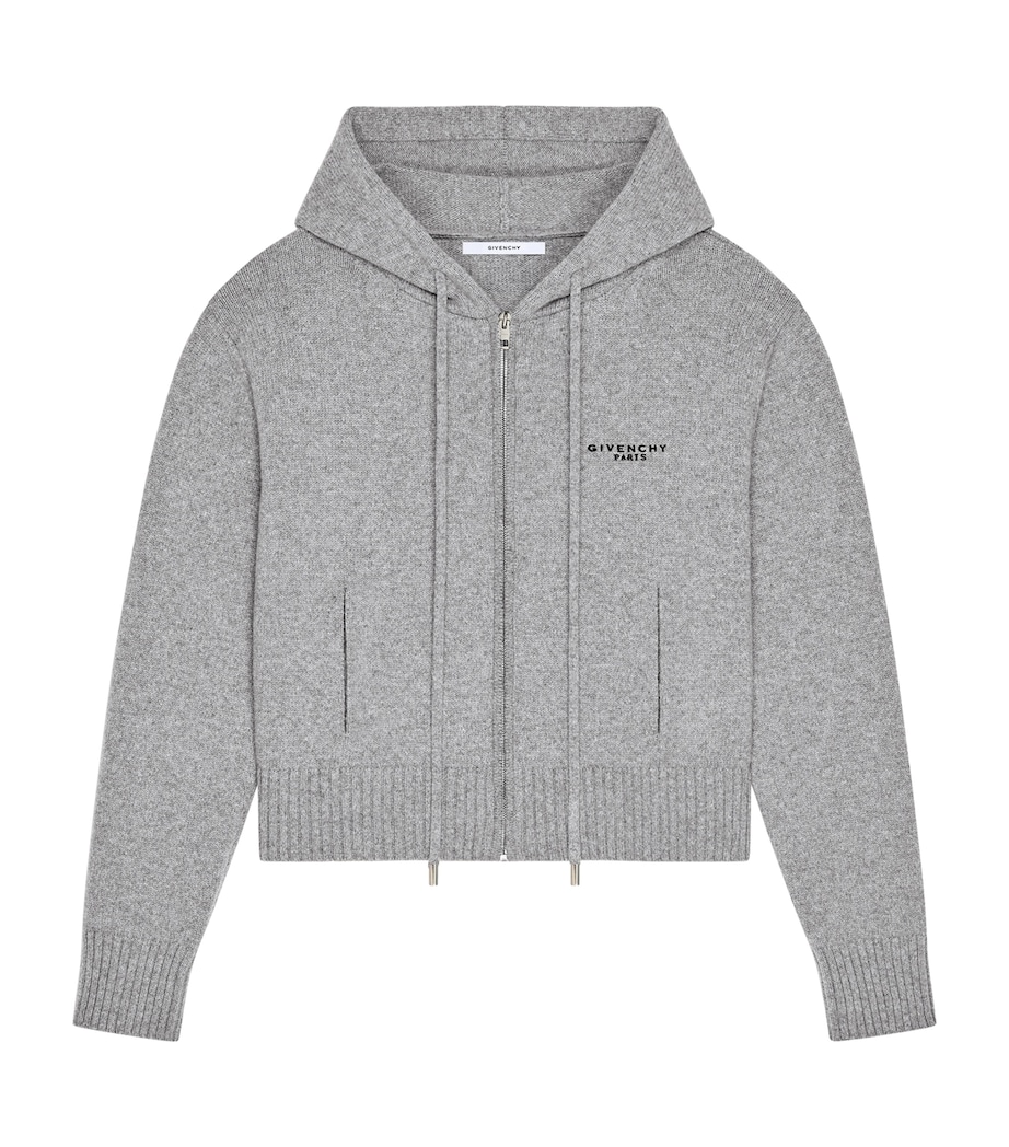 Givenchy Womens Wool-Cashmere Zip-Up Hoodie Light Grey Image 1