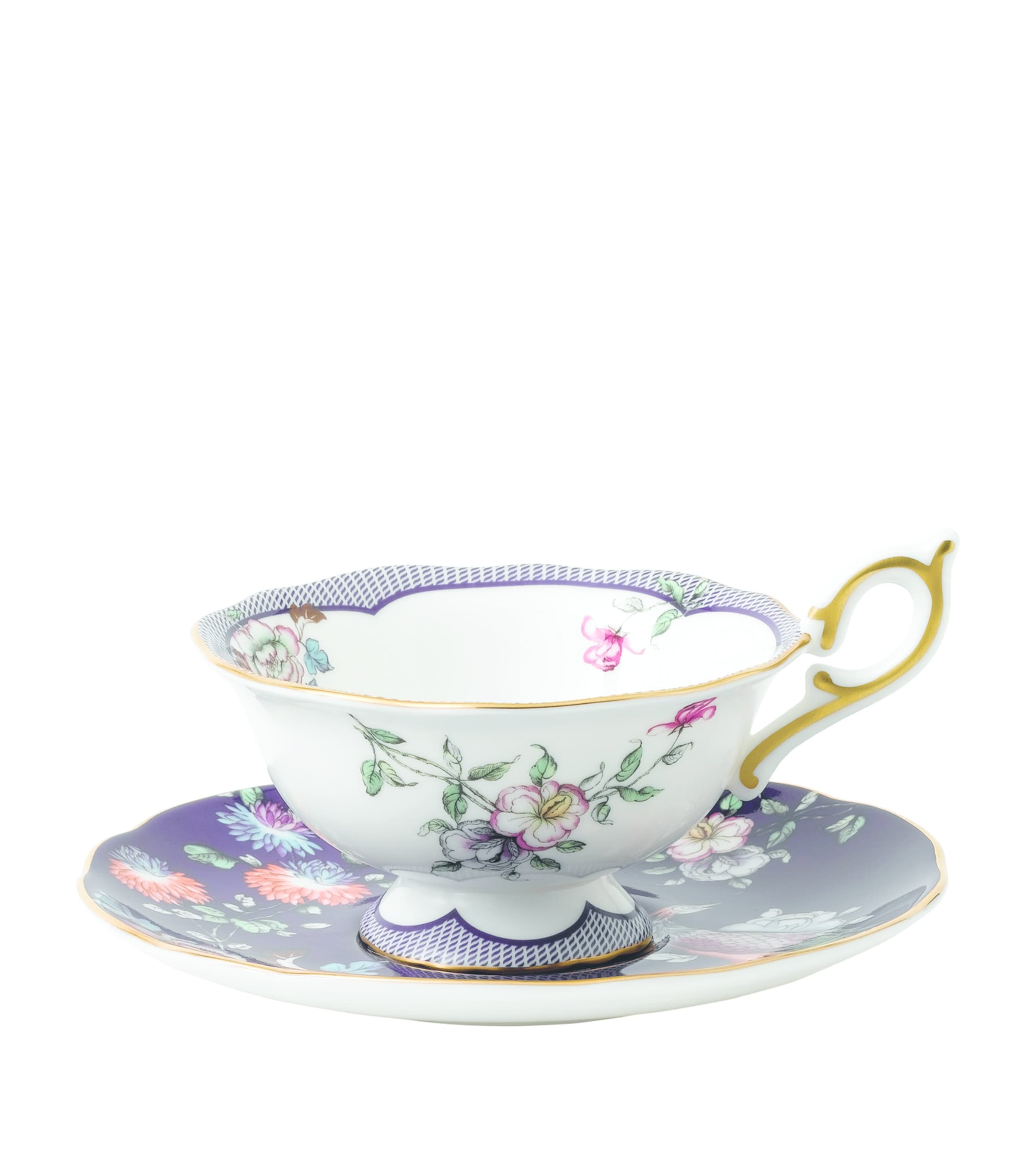 Wedgwood Harlequin Teacup And Saucer In Blue