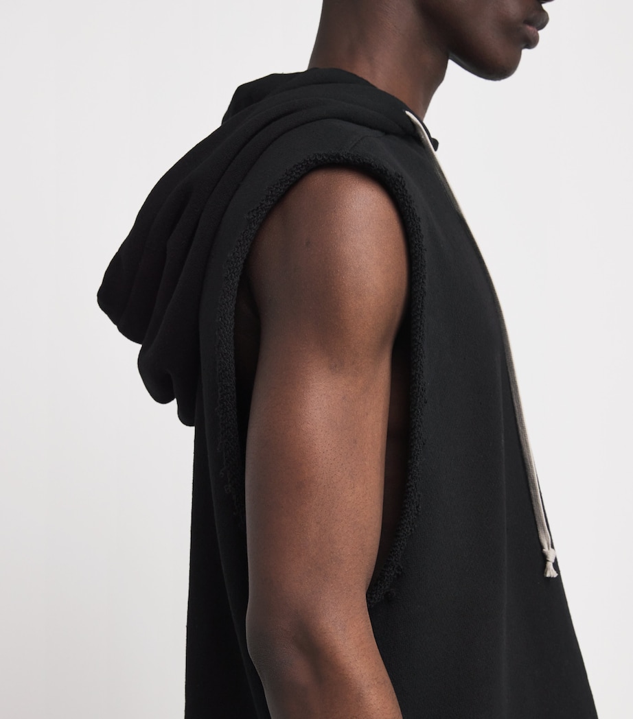 Rick Owens Mens Cotton Jersey Sleeveless Hoodie Black/ Image 5