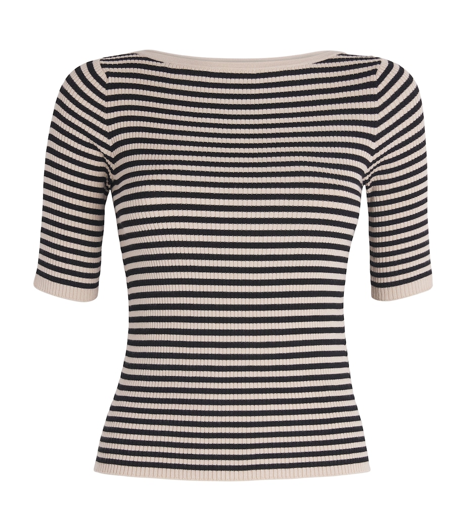 Stripe Short-Sleeve Sweater BEIGE Image 1