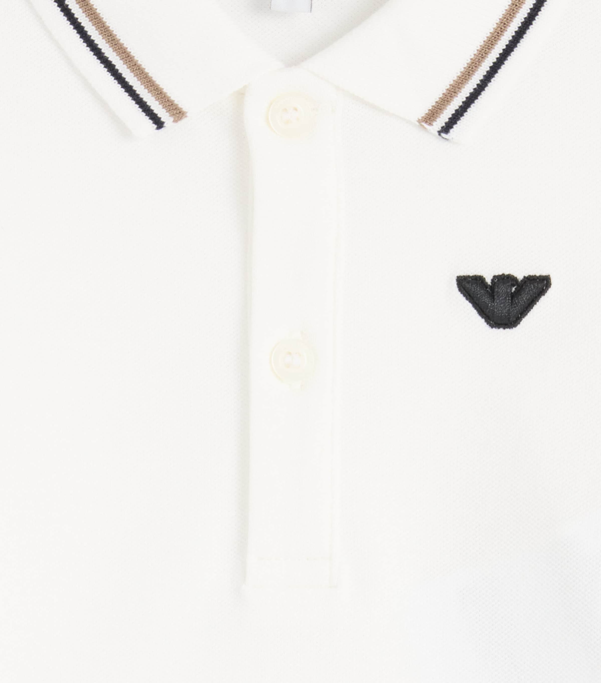 Emporio Armani Kids Stretch-Cotton Logo Polo Shirt (6-36 Months) Off White Image 3