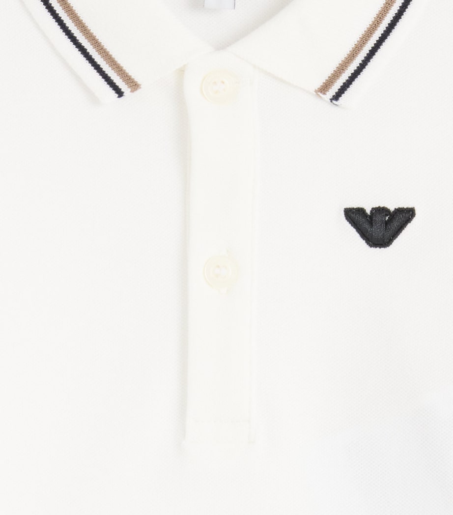 Emporio Armani Kids Stretch-Cotton Logo Polo Shirt (6-36 Months) Off White Image 3