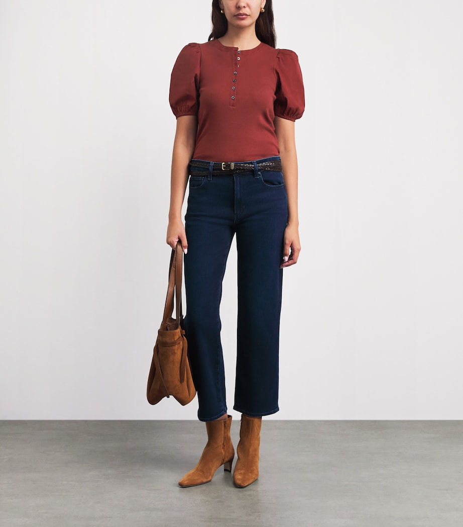 PAIGE Womens Stretch-Cotton Brandy Top Burnt Sienna Image 2