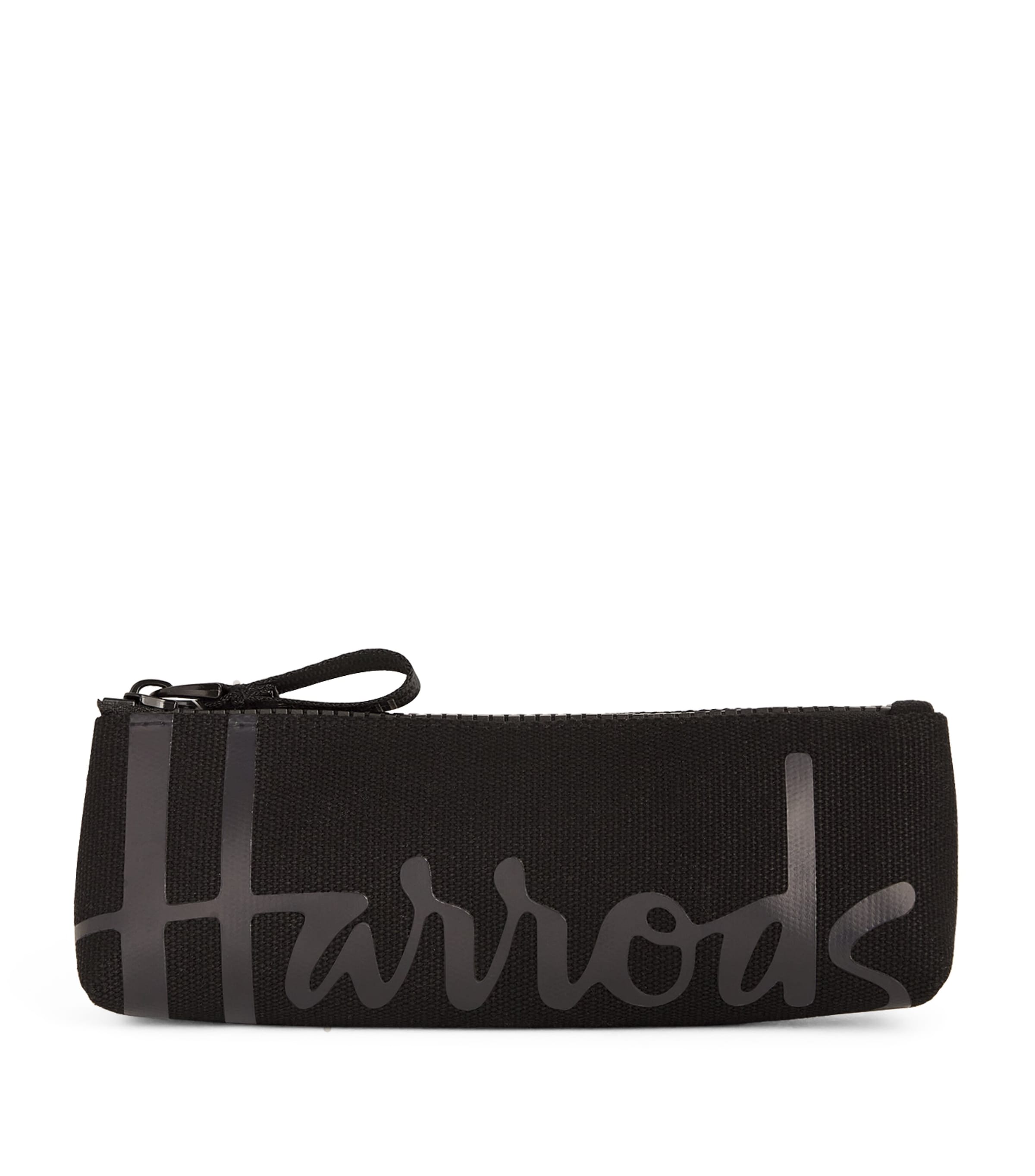 Harrods Cotton Logo Pencil Case In Black