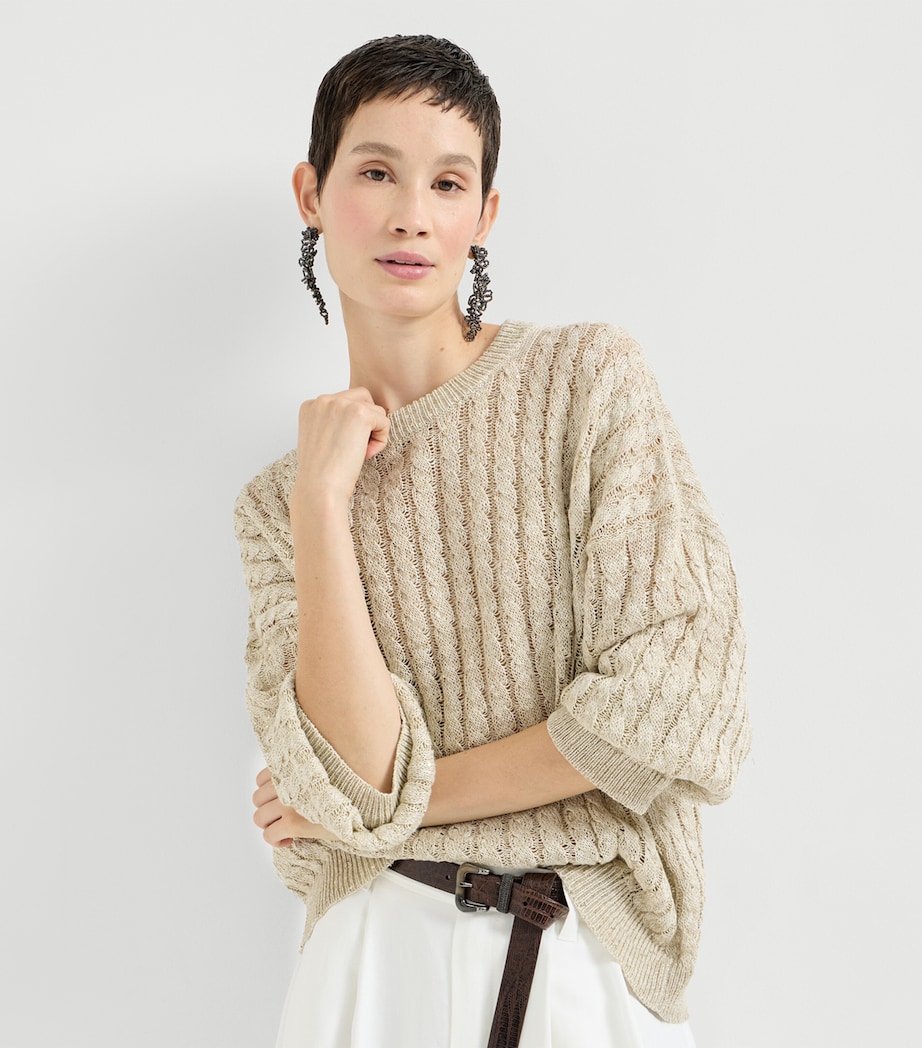 Linen-Blend Sparkling Sweater C8925 Image 4