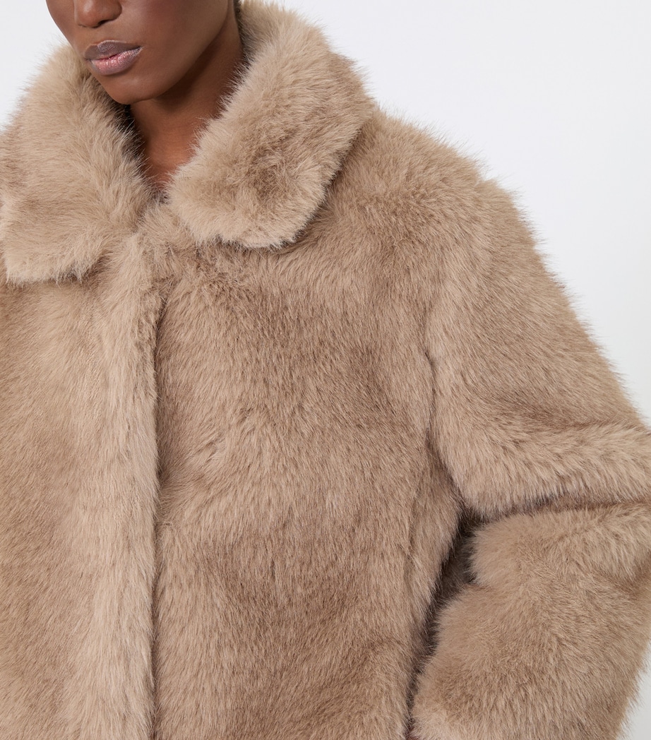 Max Mara Womens Faux Fur Short Coat Honey Image 5