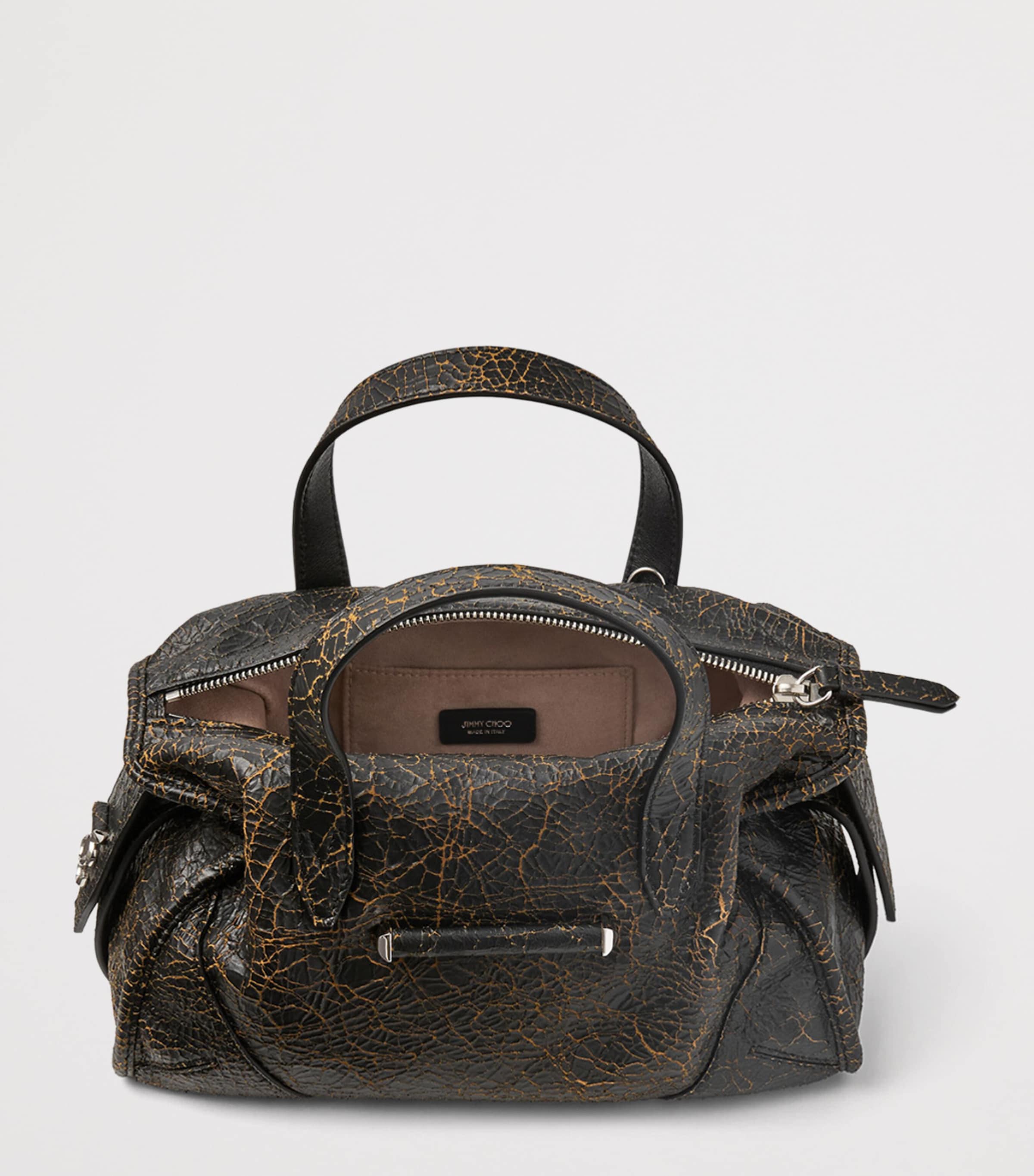 Jimmy Choo Barfilo Cracked Leather Bag Black/toffee/silver Image 4