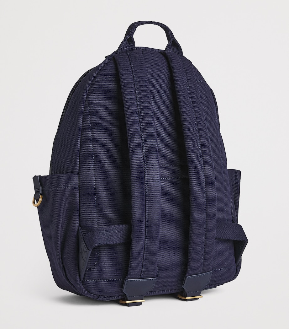 Harrods Cotton Embroidered Emblem Backpack Navy Image 2