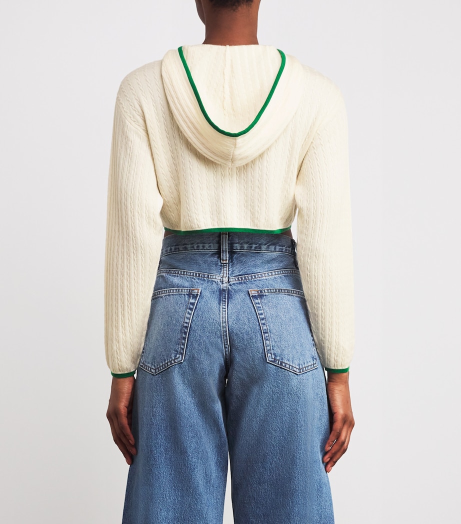 Cashmere-Silk Cropped Hoodie KELLY GREEN MULTI Image 4