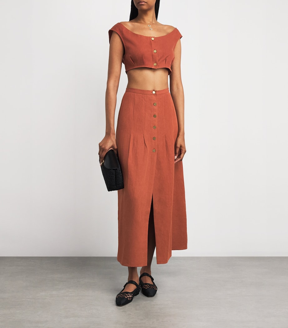 Linen Coin-Detail Maxi Skirt HARISSA Image 2