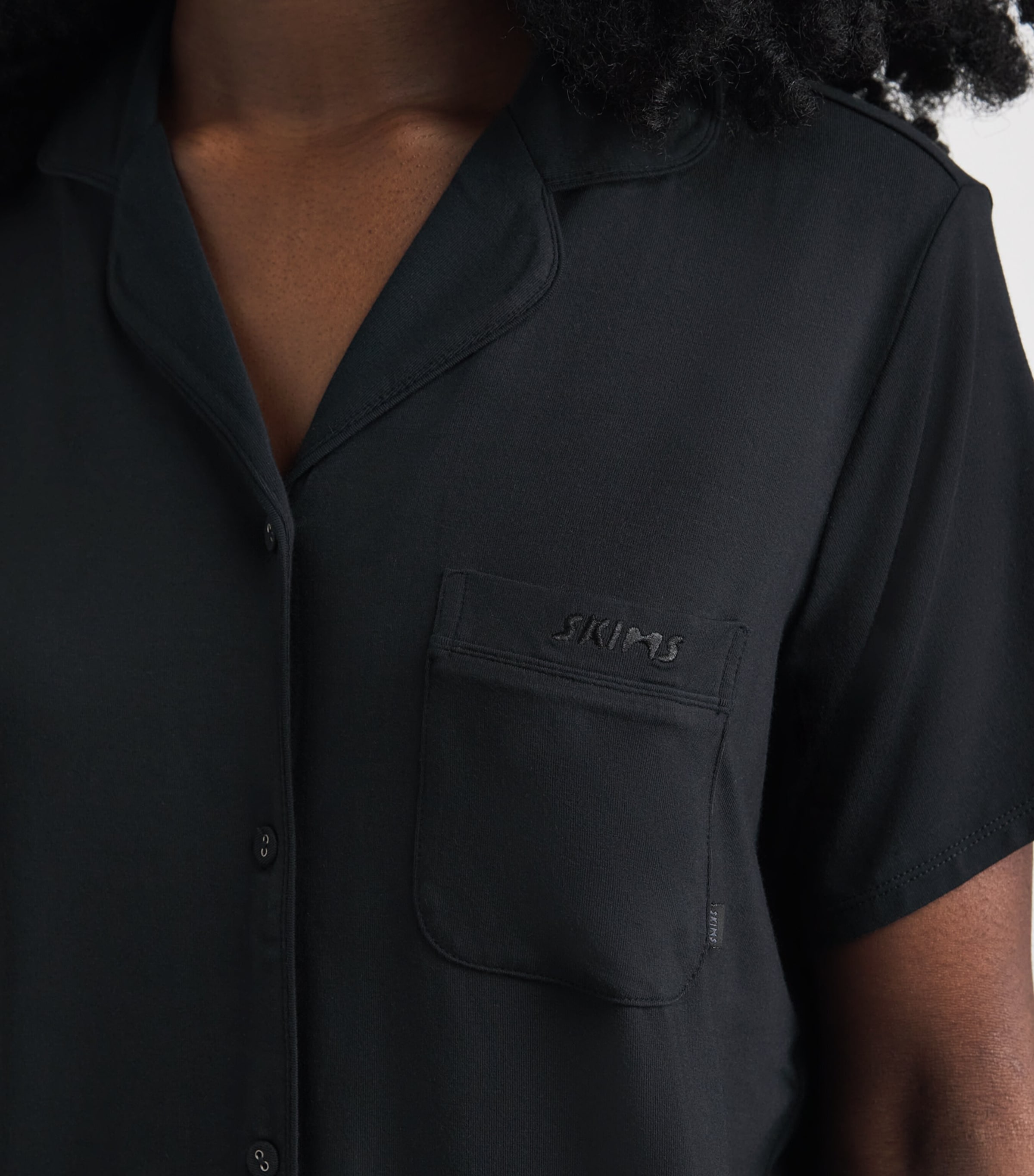 Skims Womens Sleep Short-Sleeve Pyjama Set Onyx Image 5